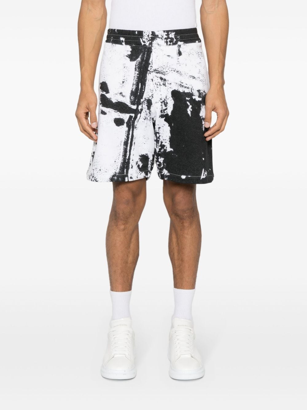 Alexander Mcqueen Men's Paint-Splatter Cotton Shorts