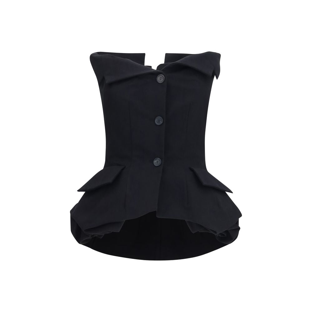 Magda Butrym Black Silk Women's Waistcoat