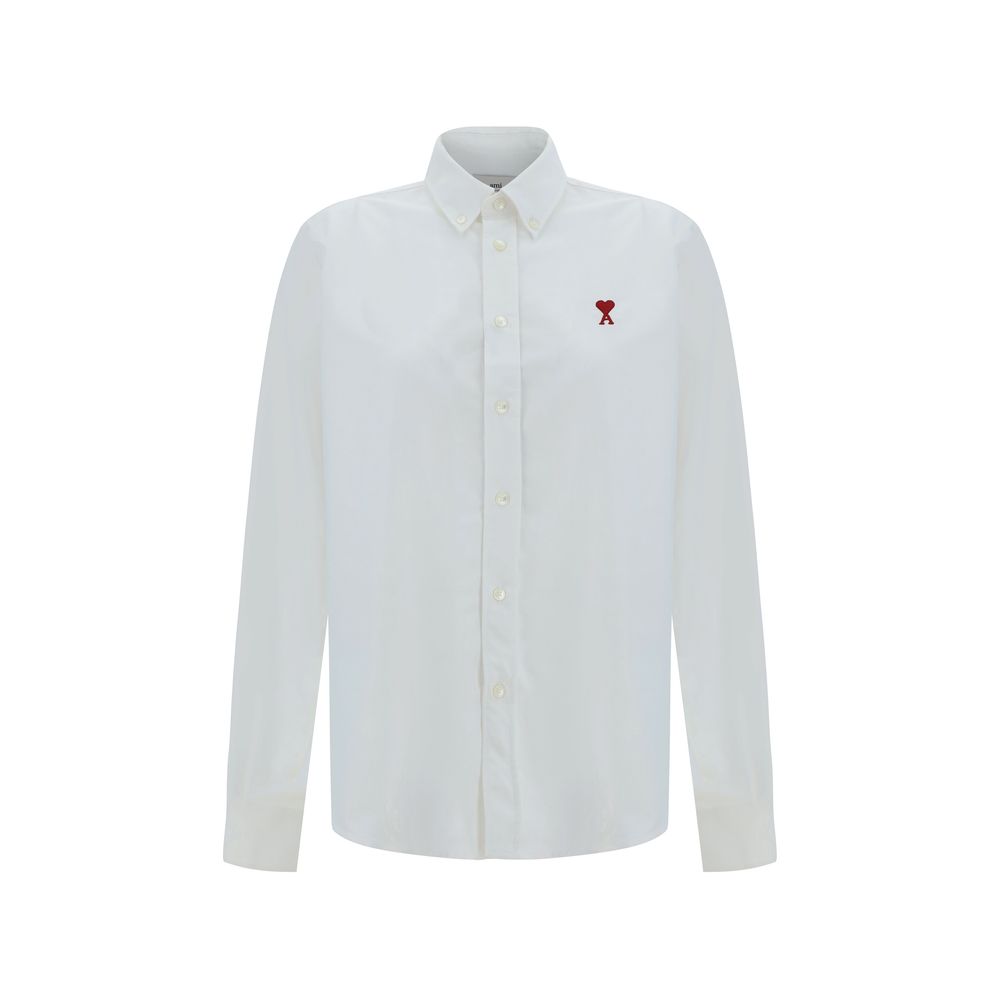 Ami Paris White Cotton Dress Women's Shirt