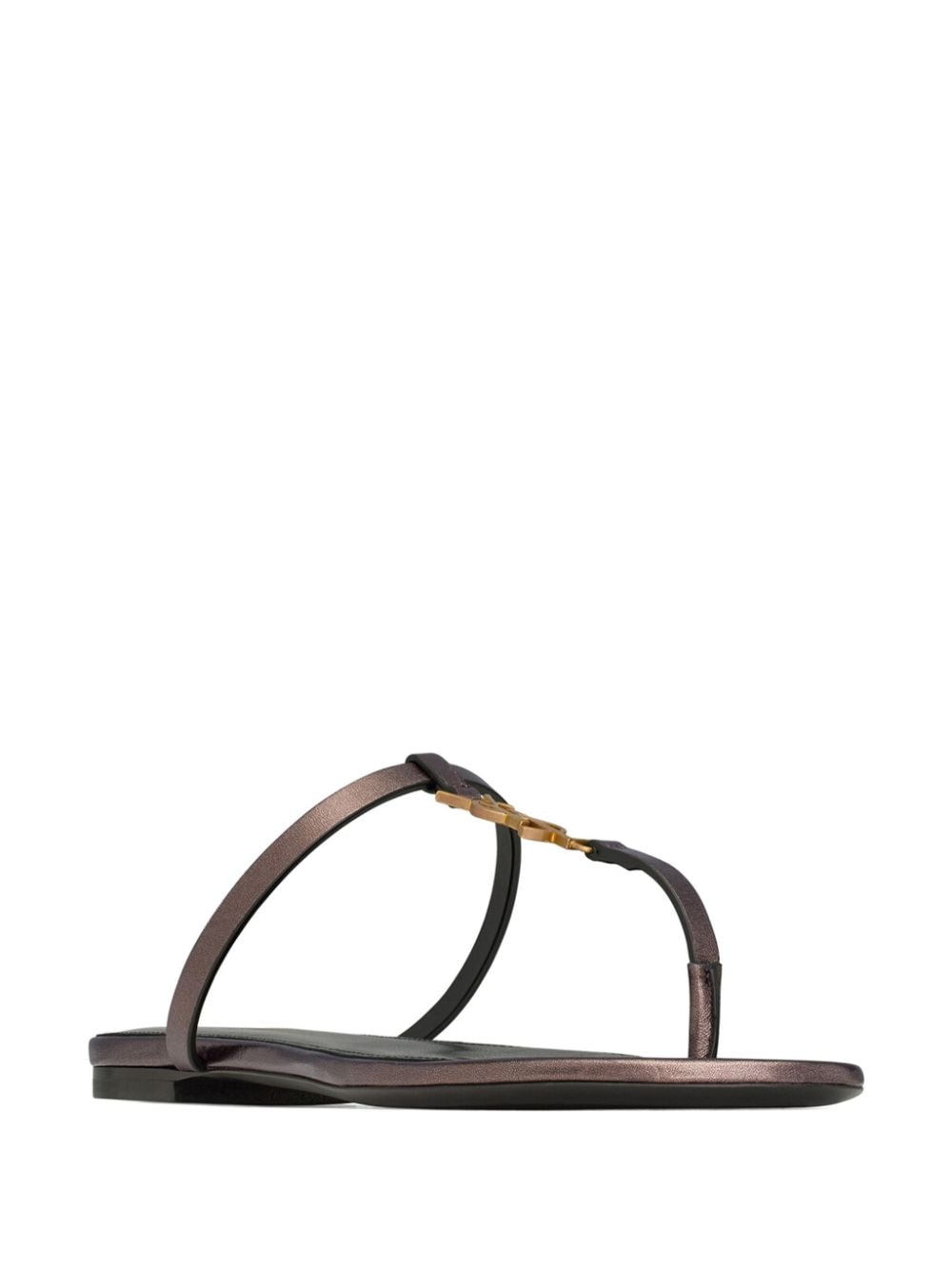 Saint Laurent Women's Cassandre Leather Thong Sandals