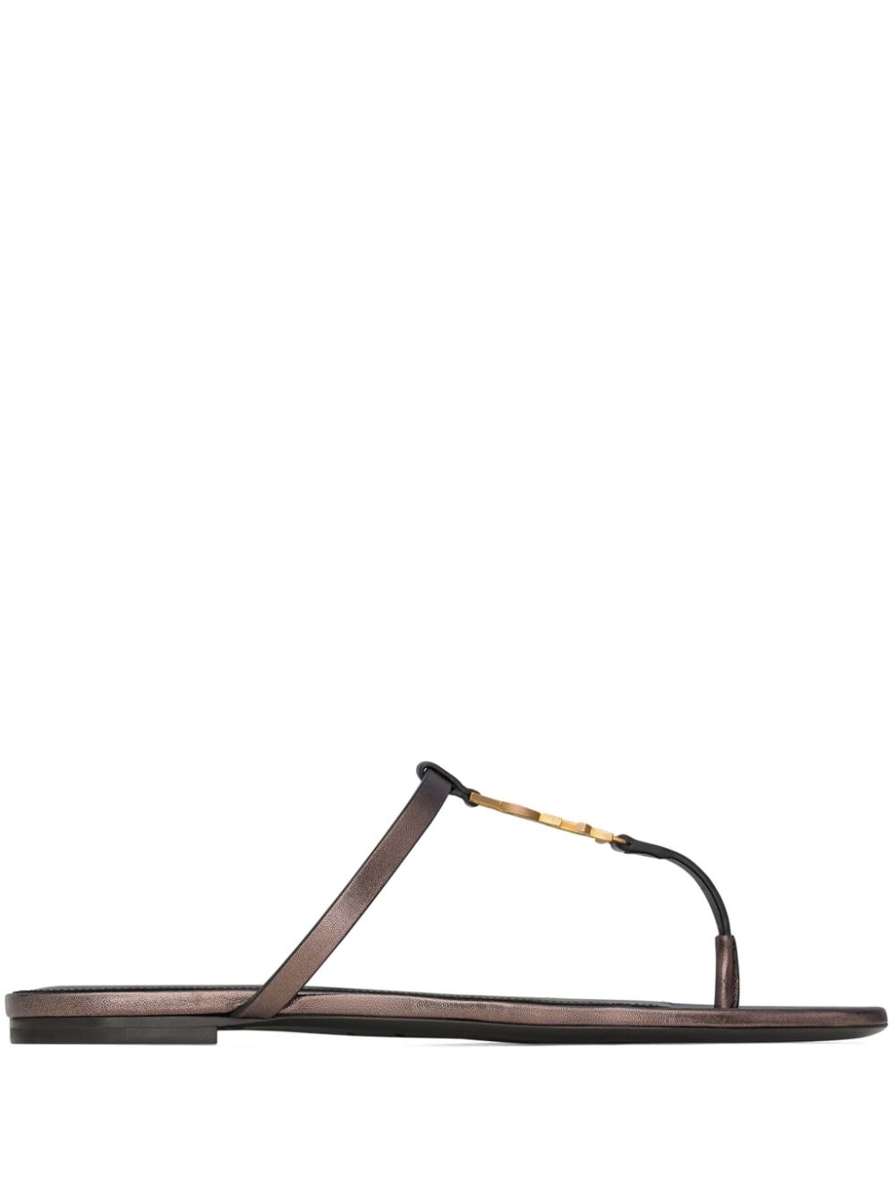 Saint Laurent Women's Cassandre Leather Thong Sandals