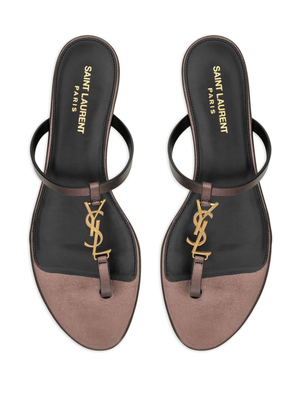 Saint Laurent Women's Cassandre Leather Thong Sandals