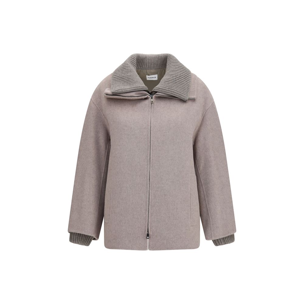 P.A.R.O.S.H. Beige Wool Oves Aries Full-Length Women's Jacket