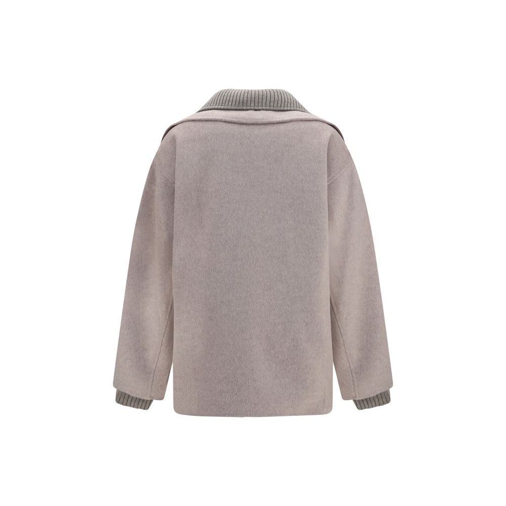 P.A.R.O.S.H. Beige Wool Oves Aries Full-Length Women's Jacket