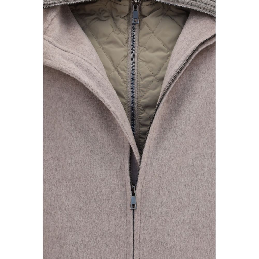 P.A.R.O.S.H. Beige Wool Oves Aries Full-Length Women's Jacket