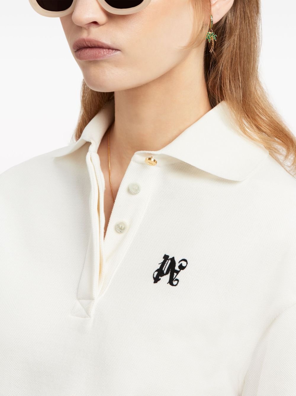 Palm Angels Women's Monogram Cropped Polo Shirt