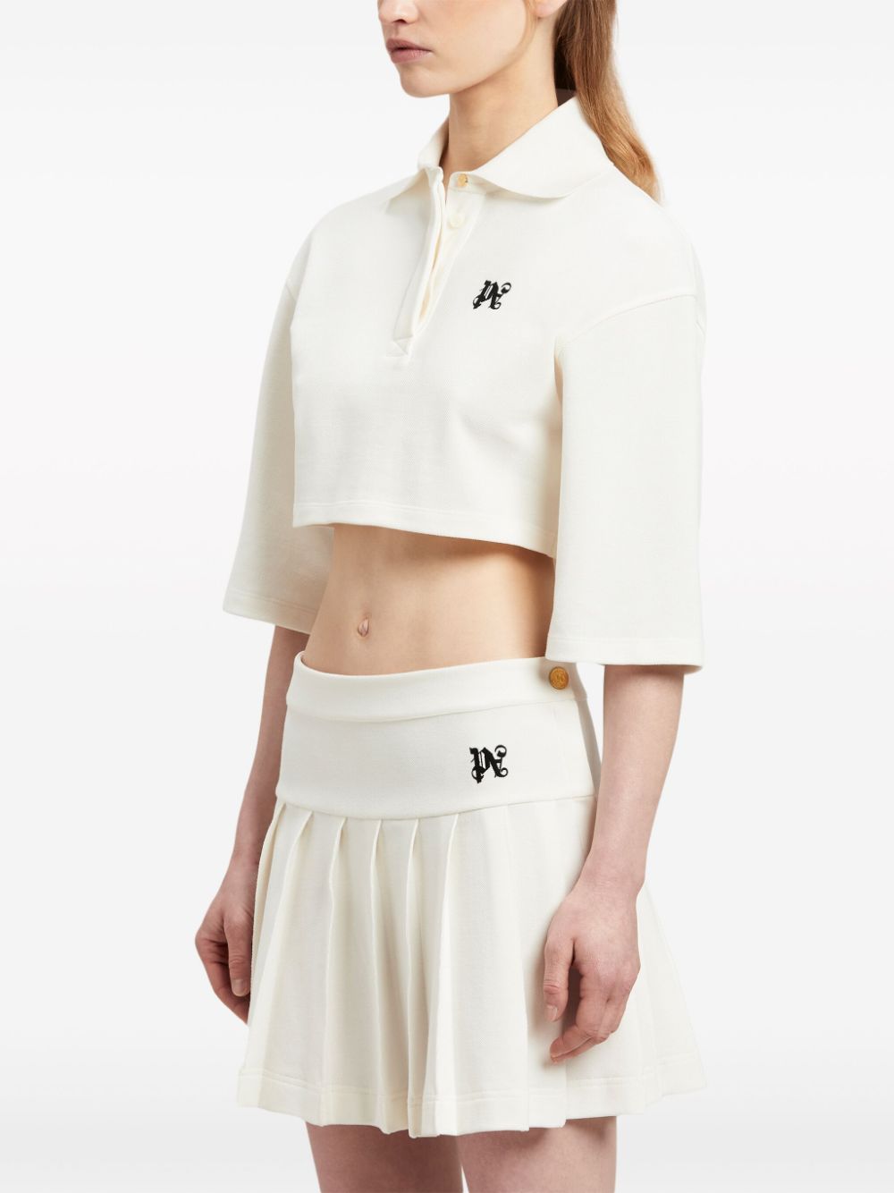 Palm Angels Women's Monogram Cropped Polo Shirt