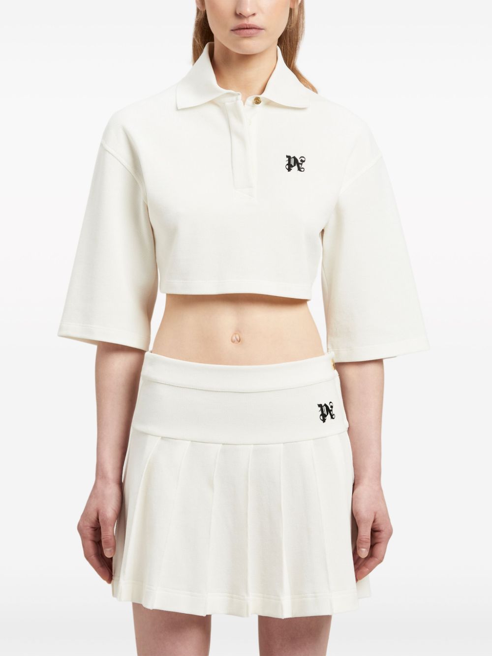 Palm Angels Women's Monogram Cropped Polo Shirt