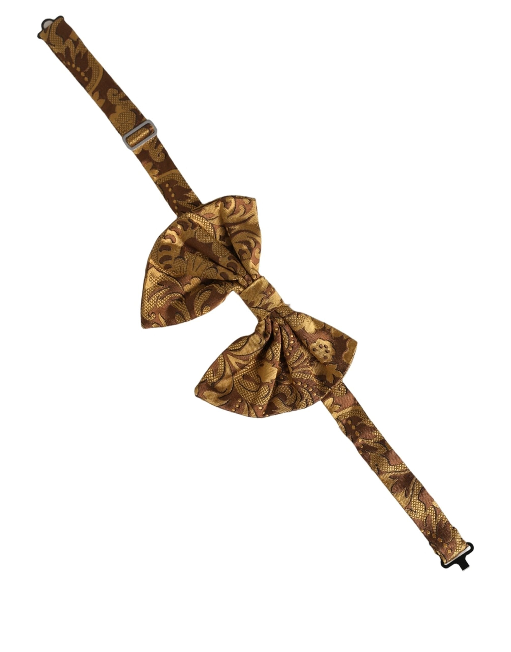 Dolce & Gabbana Men Brown Floral Silk Adjustable Neck Papillon Bow Men's Tie