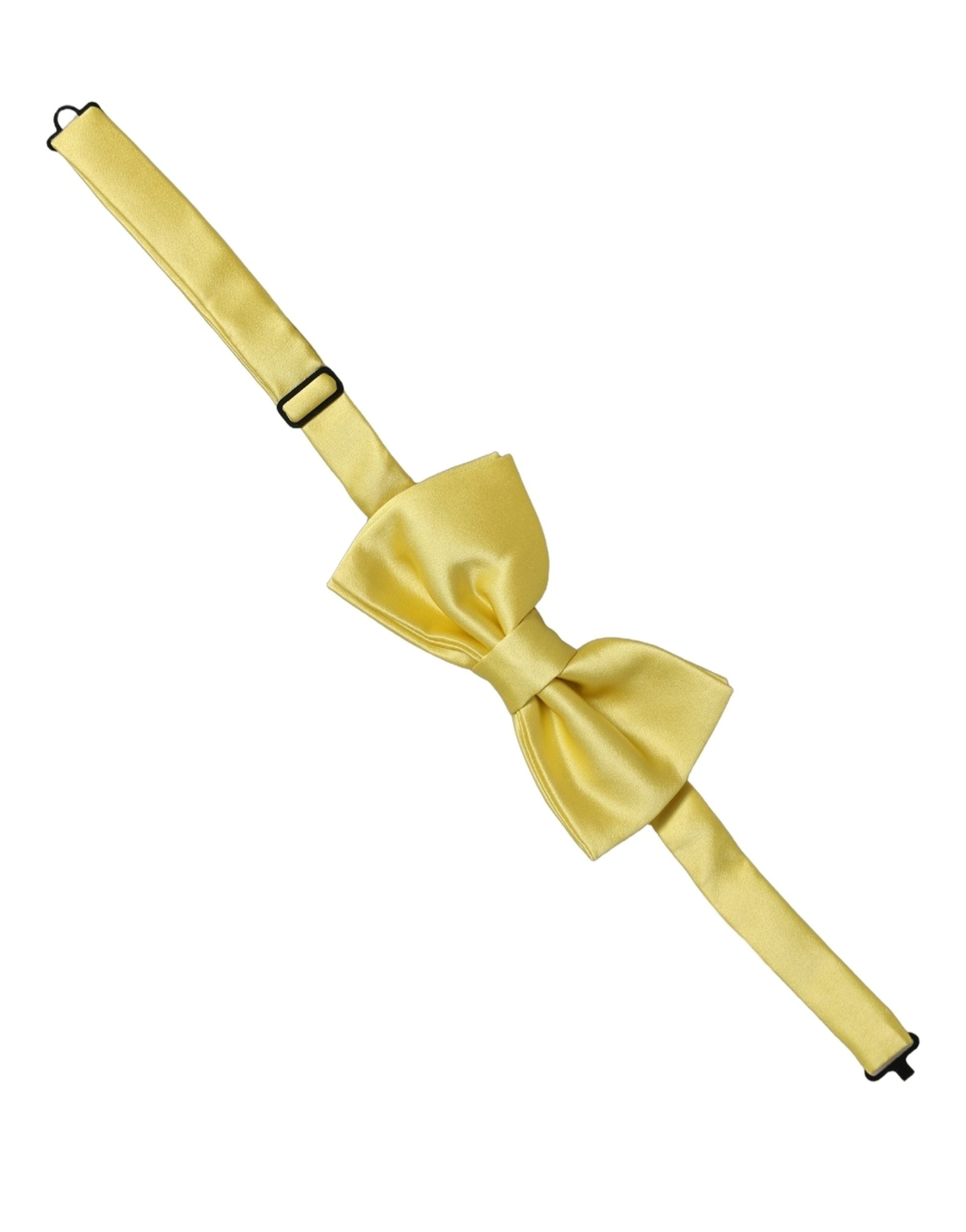Dolce & Gabbana Men Yellow 100% Silk Adjustable Neck Papillon Bow Men's Tie