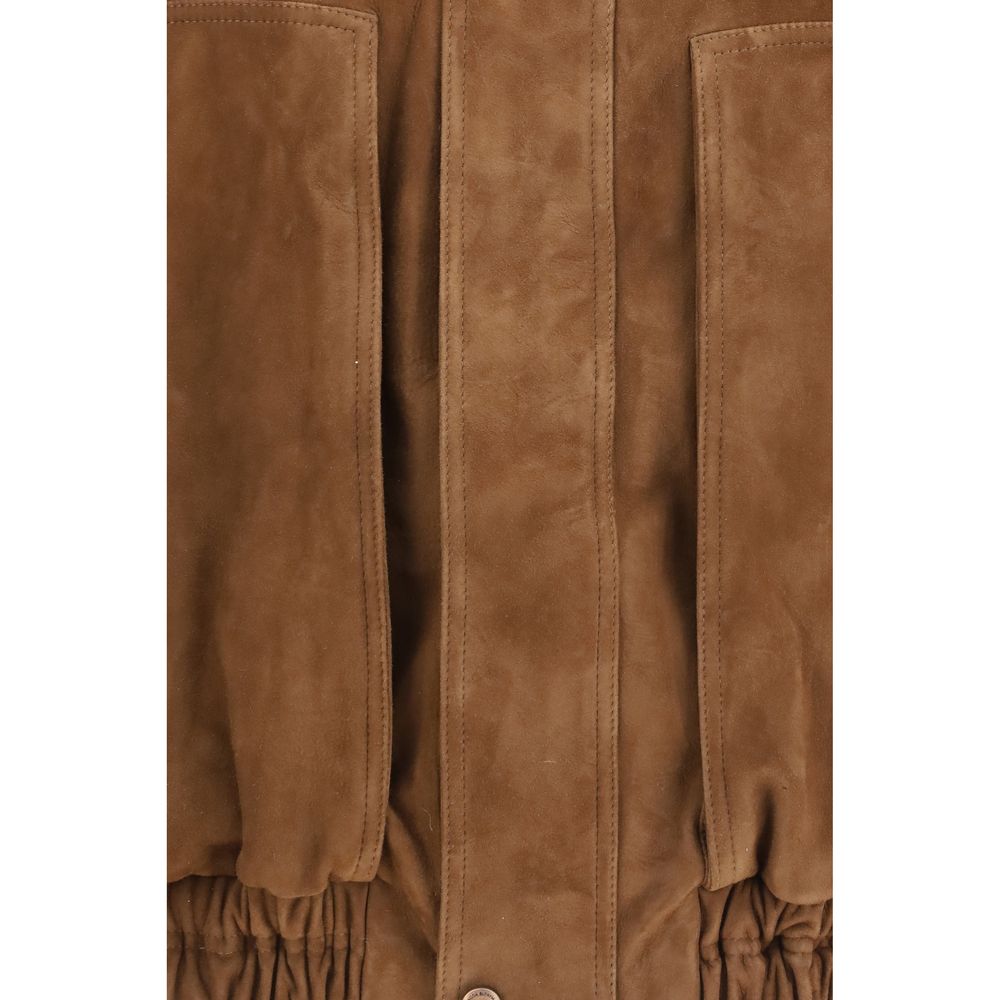 Magda Butrym Brown Suede Leather Women's Bomber