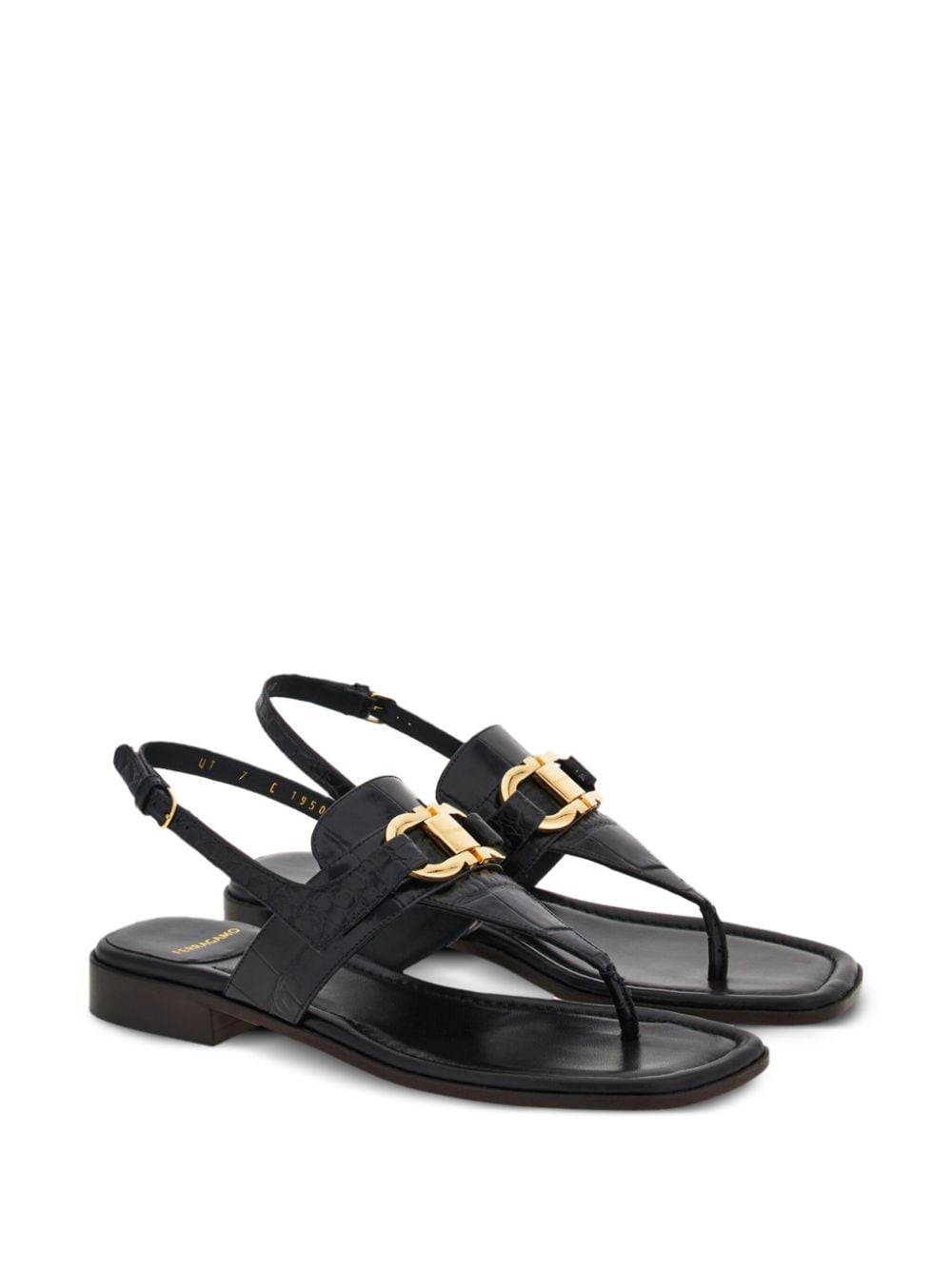 Ferragamo Women's Gancini-Buckle Leather Sandals