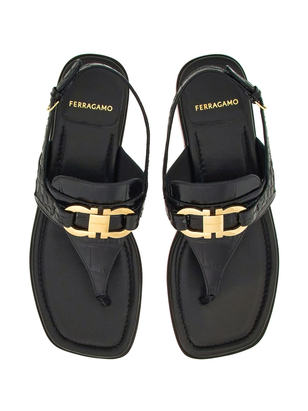 Ferragamo Women's Gancini-Buckle Leather Sandals
