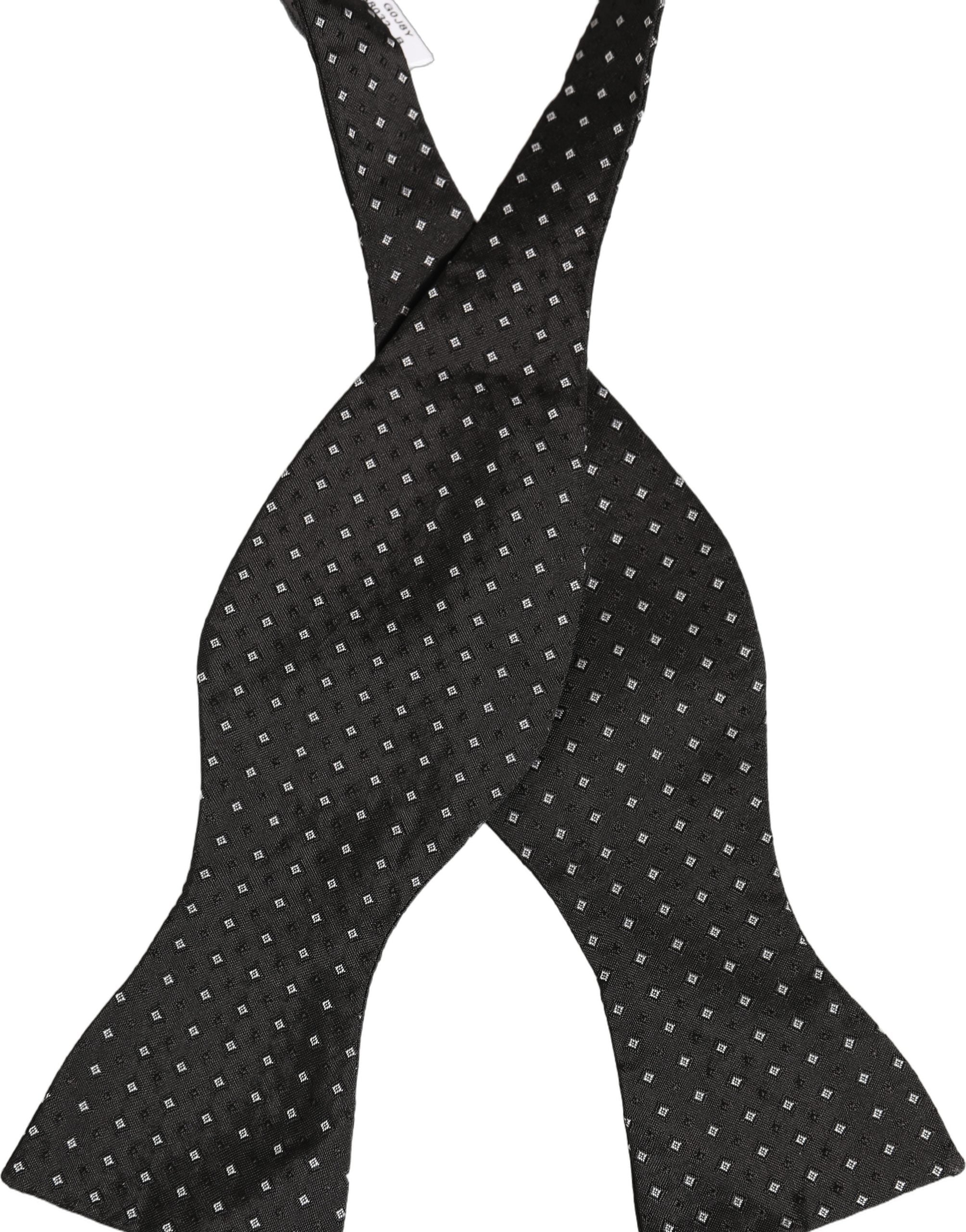Dolce & Gabbana Black White Polka Dot Adjustable Neck Papillon Bow Men's Tie