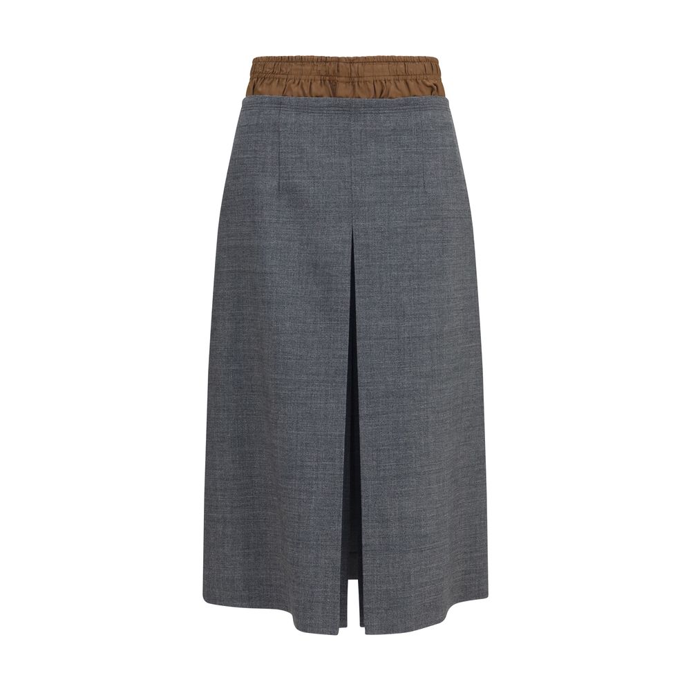 Prada Gray Wool Oves Aries Midi Women's Skirt