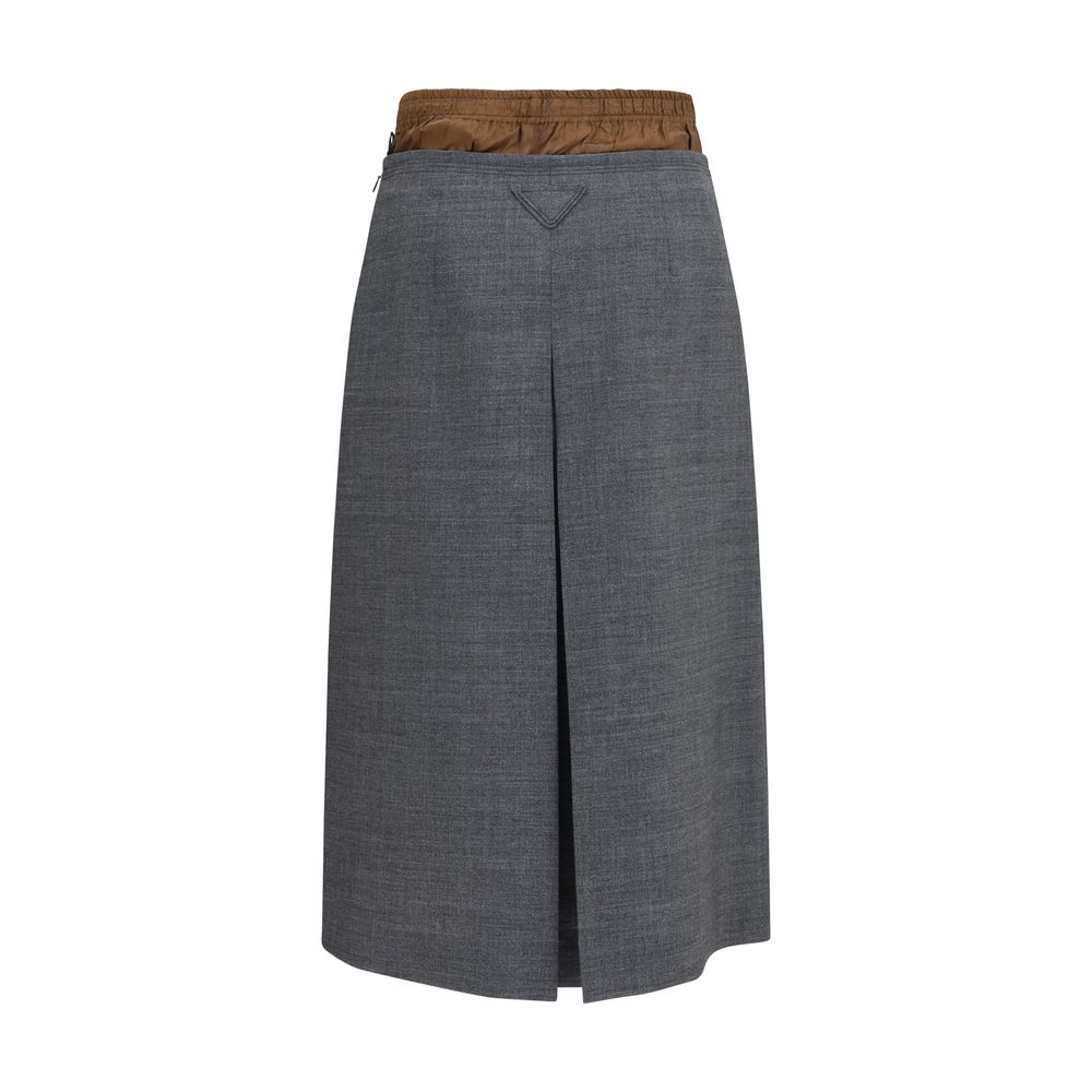 Prada Gray Wool Oves Aries Midi Women's Skirt