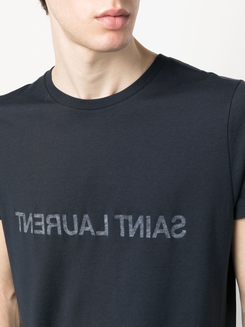 Saint Laurent Men's Reverse Logo-Print Cotton T-Shirt