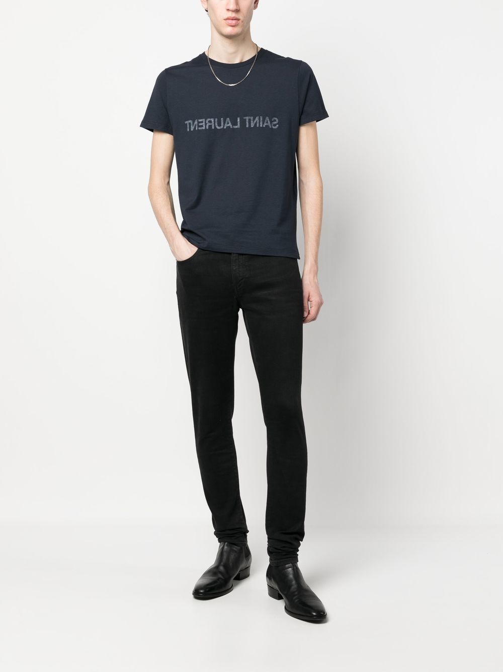 Saint Laurent Men's Reverse Logo-Print Cotton T-Shirt