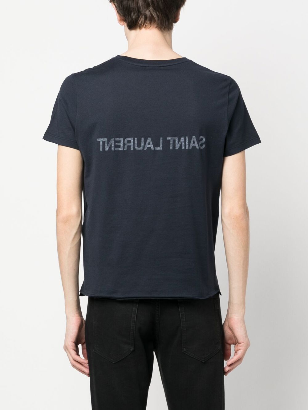 Saint Laurent Men's Reverse Logo-Print Cotton T-Shirt