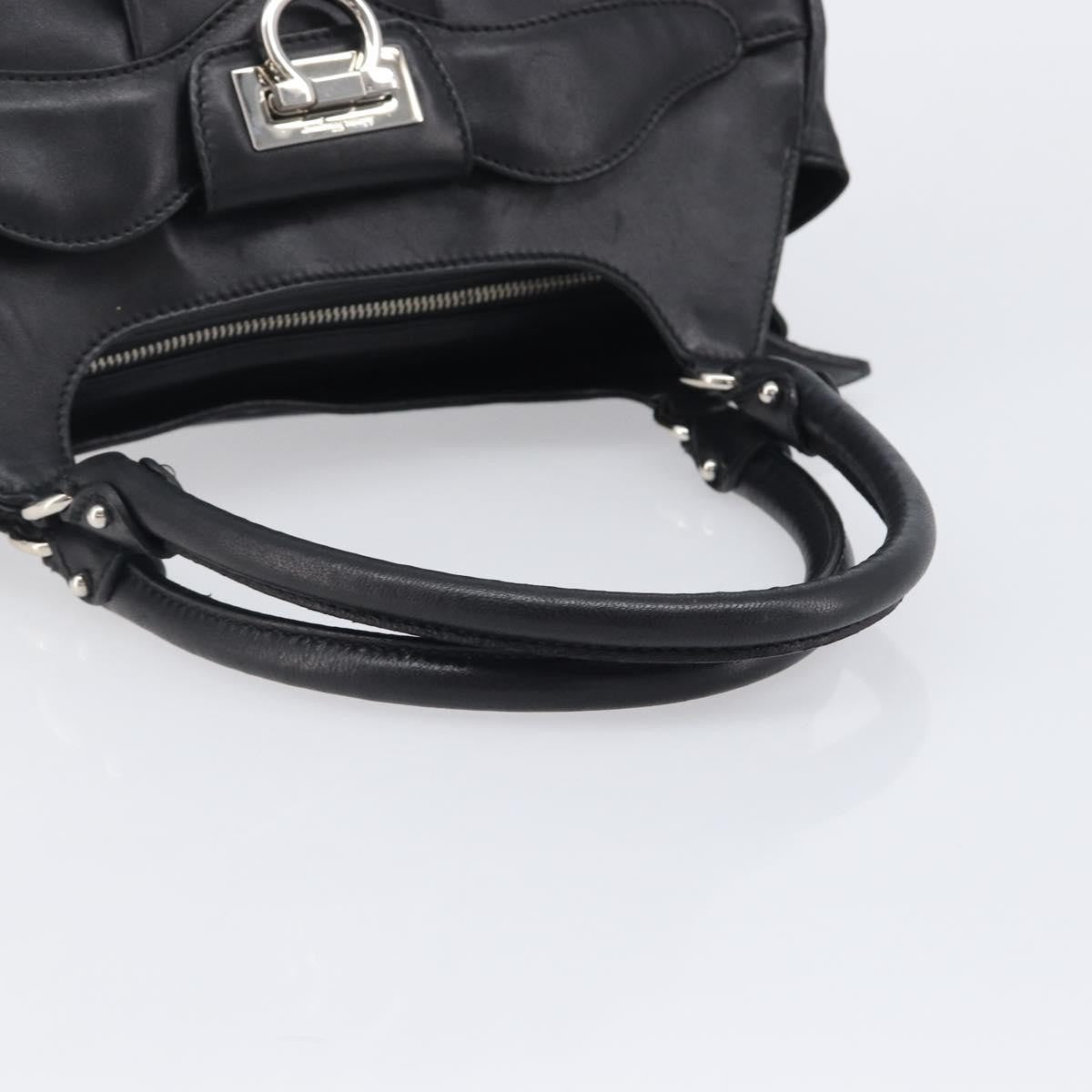 Salvatore Ferragamo Gancini Leather Black Leather Handbag (Pre-Owned)