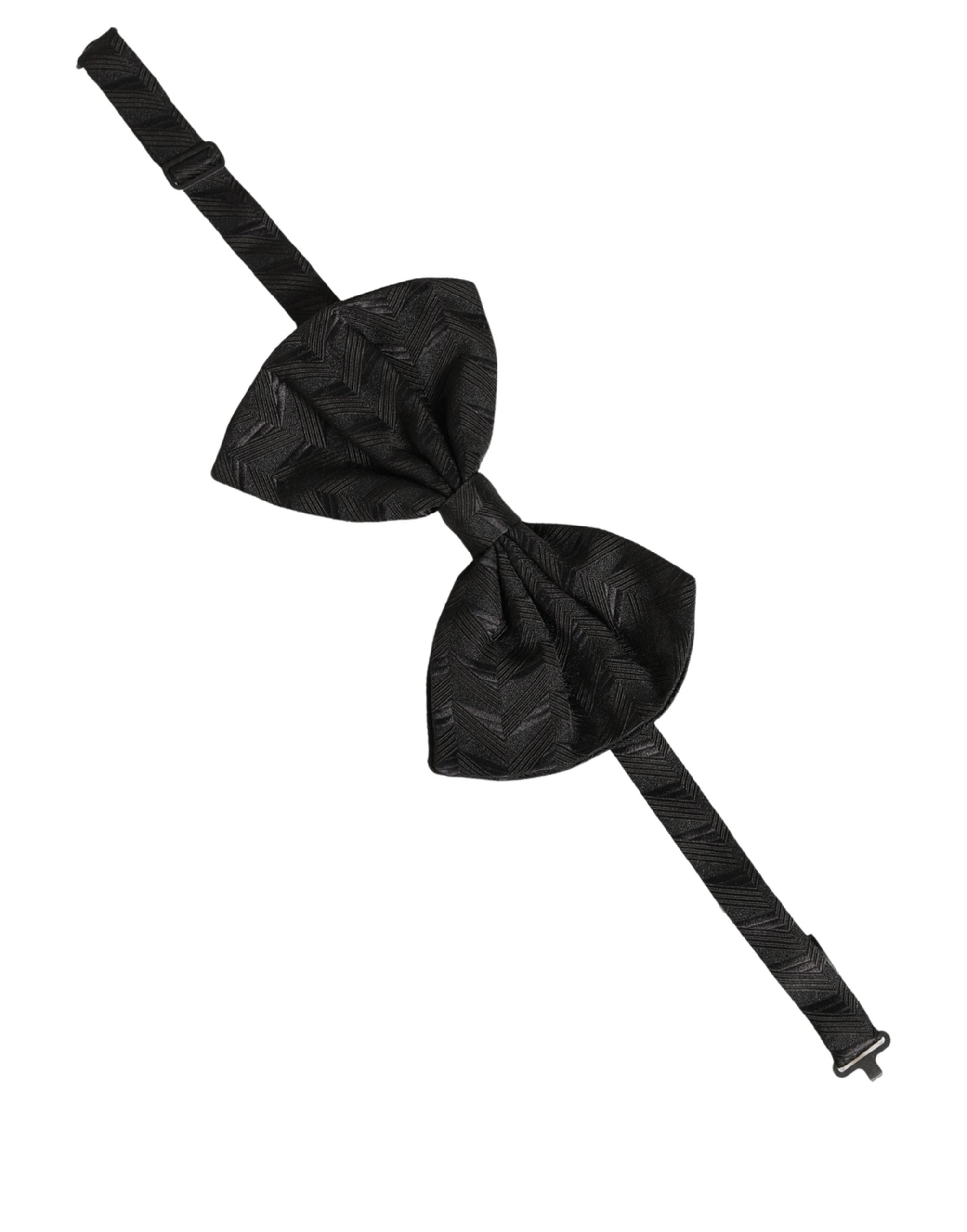 Dolce & Gabbana Men Black Patterned Adjustable Neck Papillon Bow Men's Tie