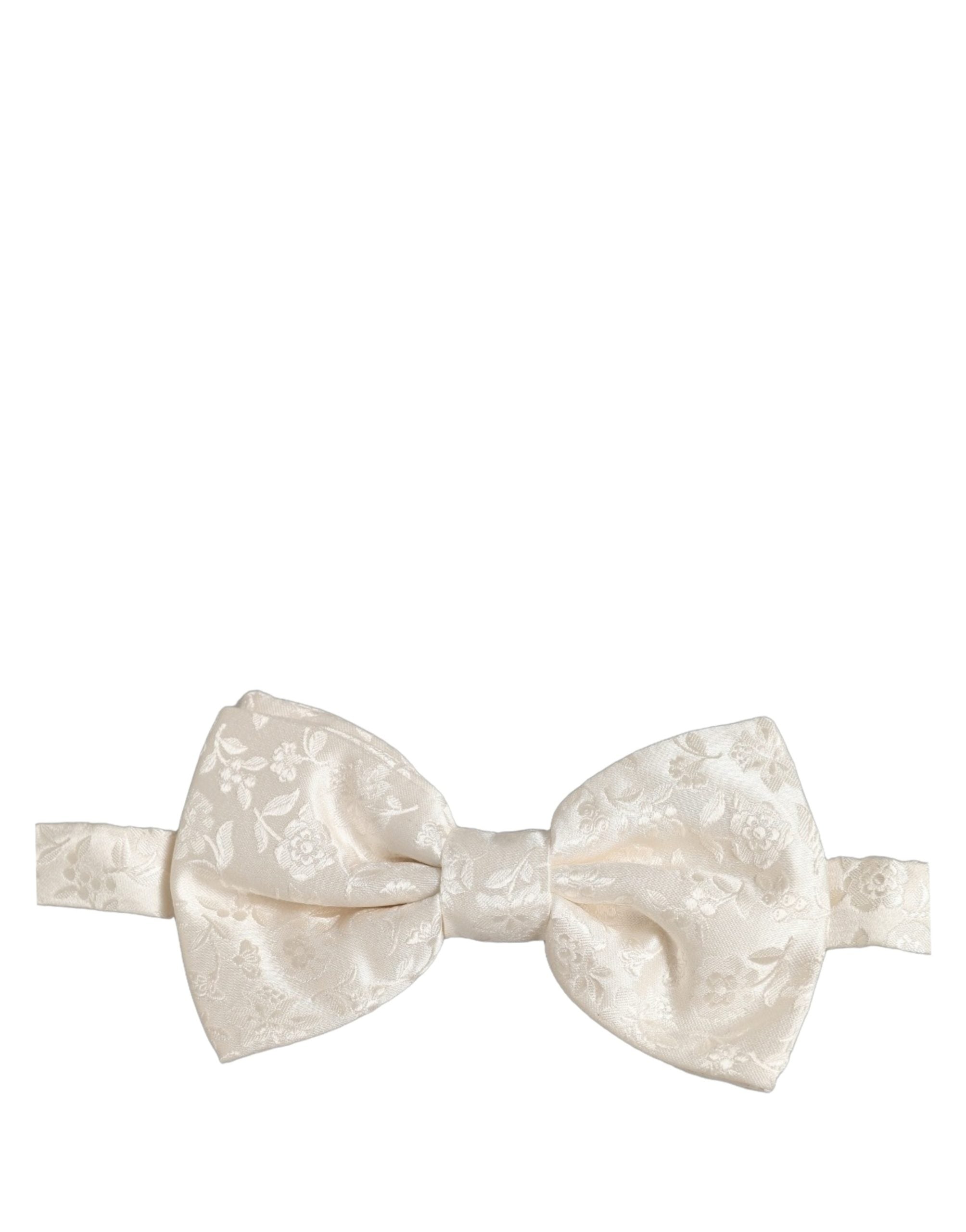 Dolce & Gabbana Men White Floral Silk Adjustable Neck Papillon Bow Men's Tie (Pre-Owned)