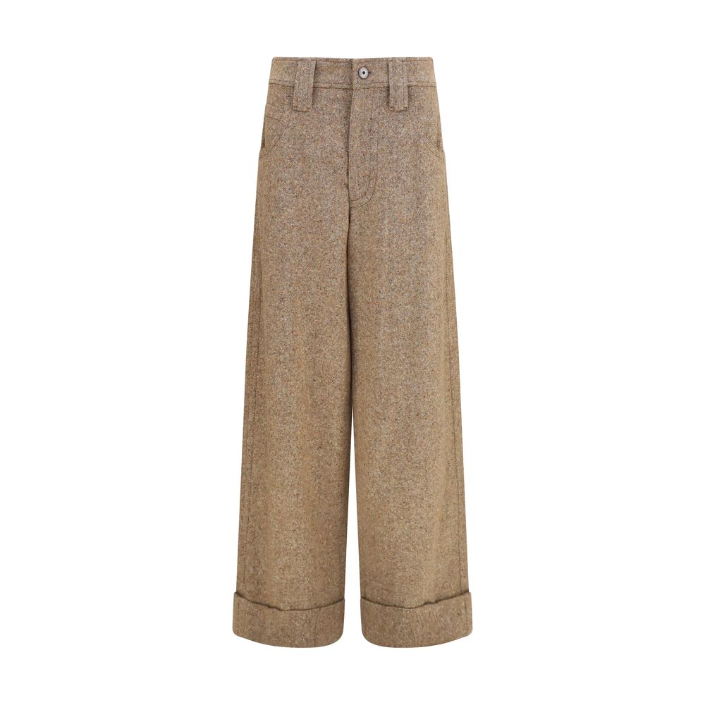 Brunello Cucinelli Beige Wool Oves Aries Casual Women's Pants