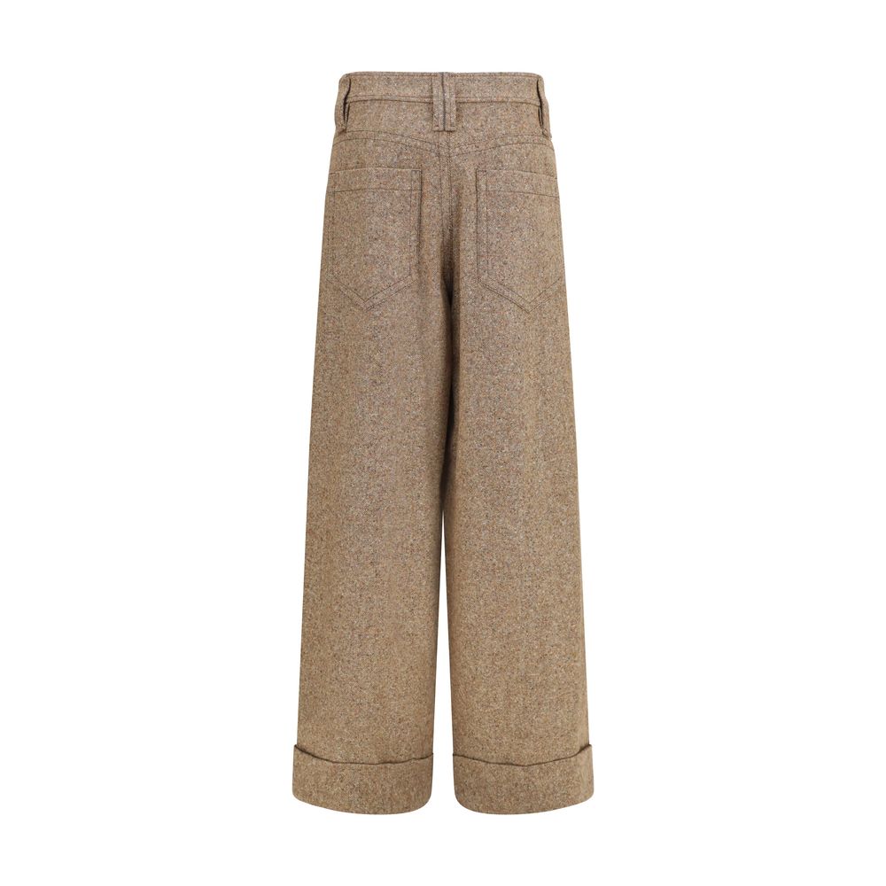 Brunello Cucinelli Beige Wool Oves Aries Casual Women's Pants