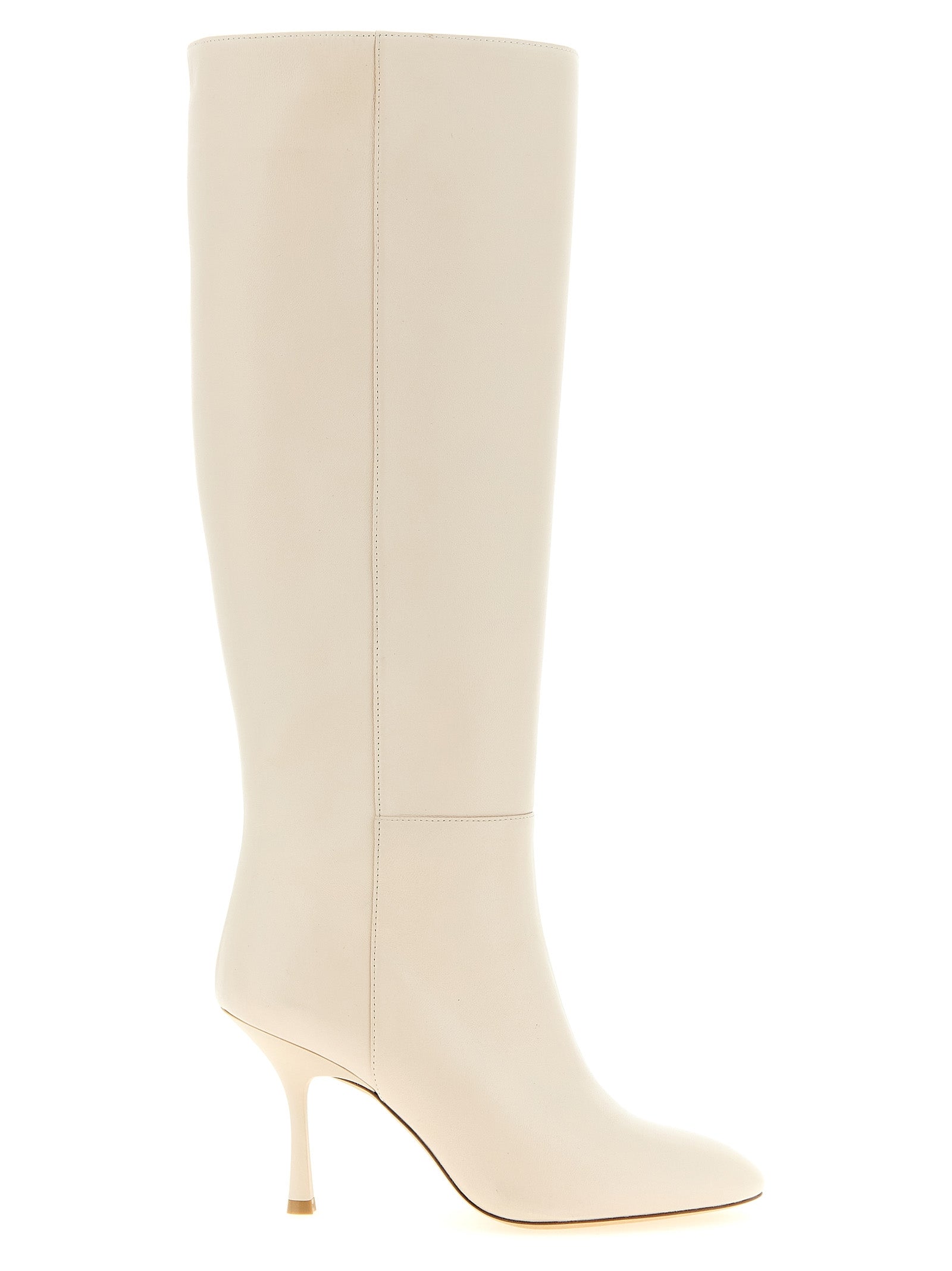 Stuart Weitzman White Lamb Leather Over The Women's Knee