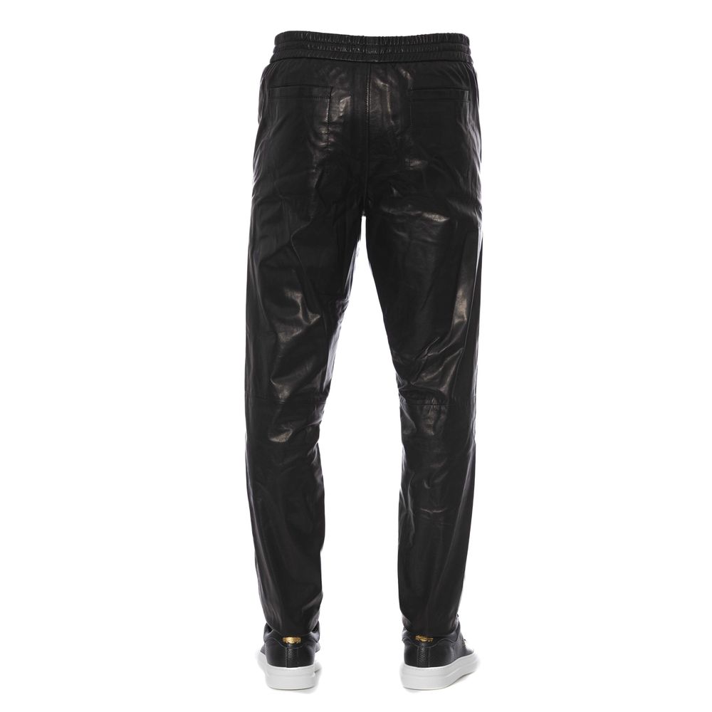 Trussardi Black Lamb Leather Men Men's Pant