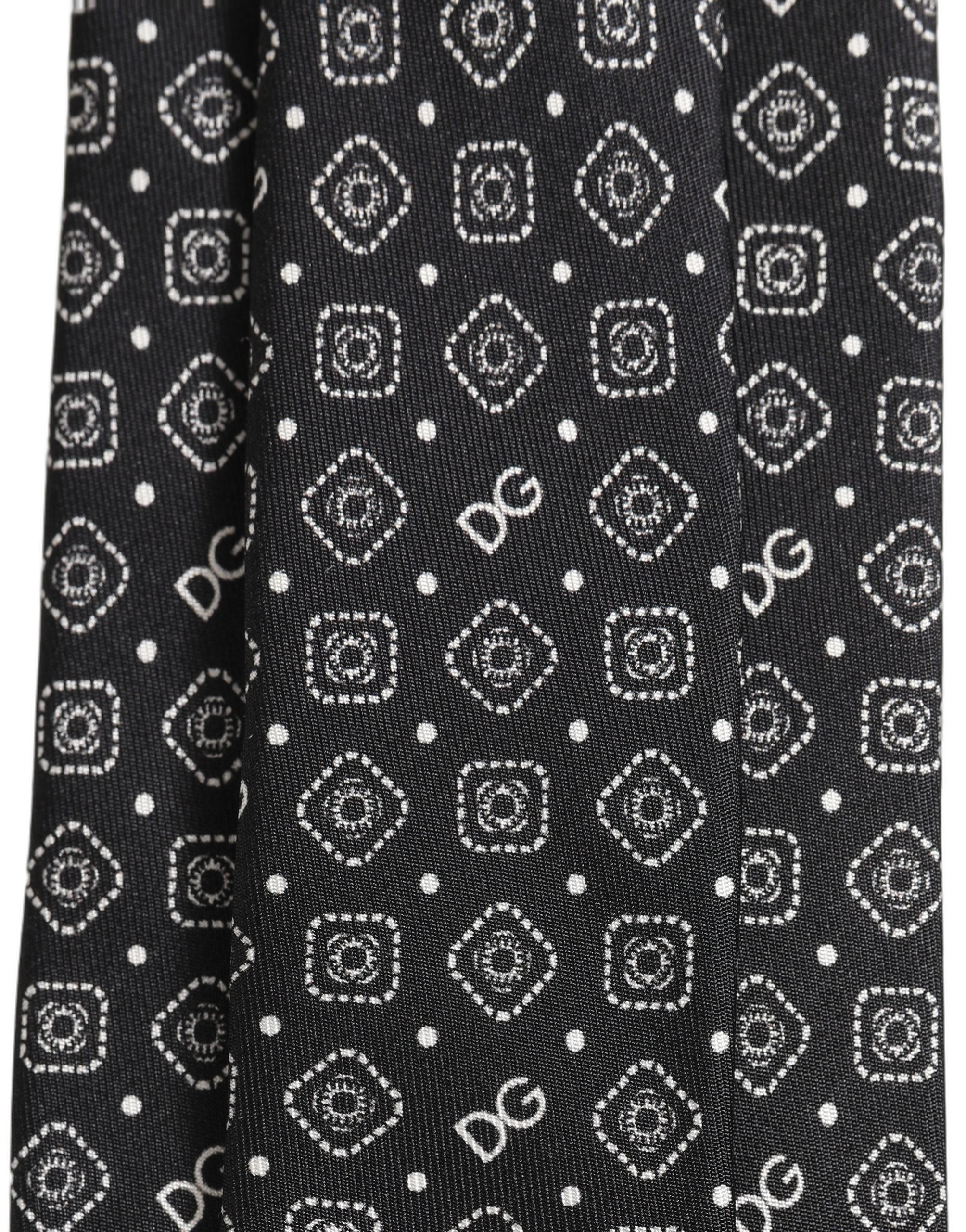 Dolce & Gabbana Men Black DG Logo 100% Silk Adjustable Men'sd NeckMen's Men's Tie