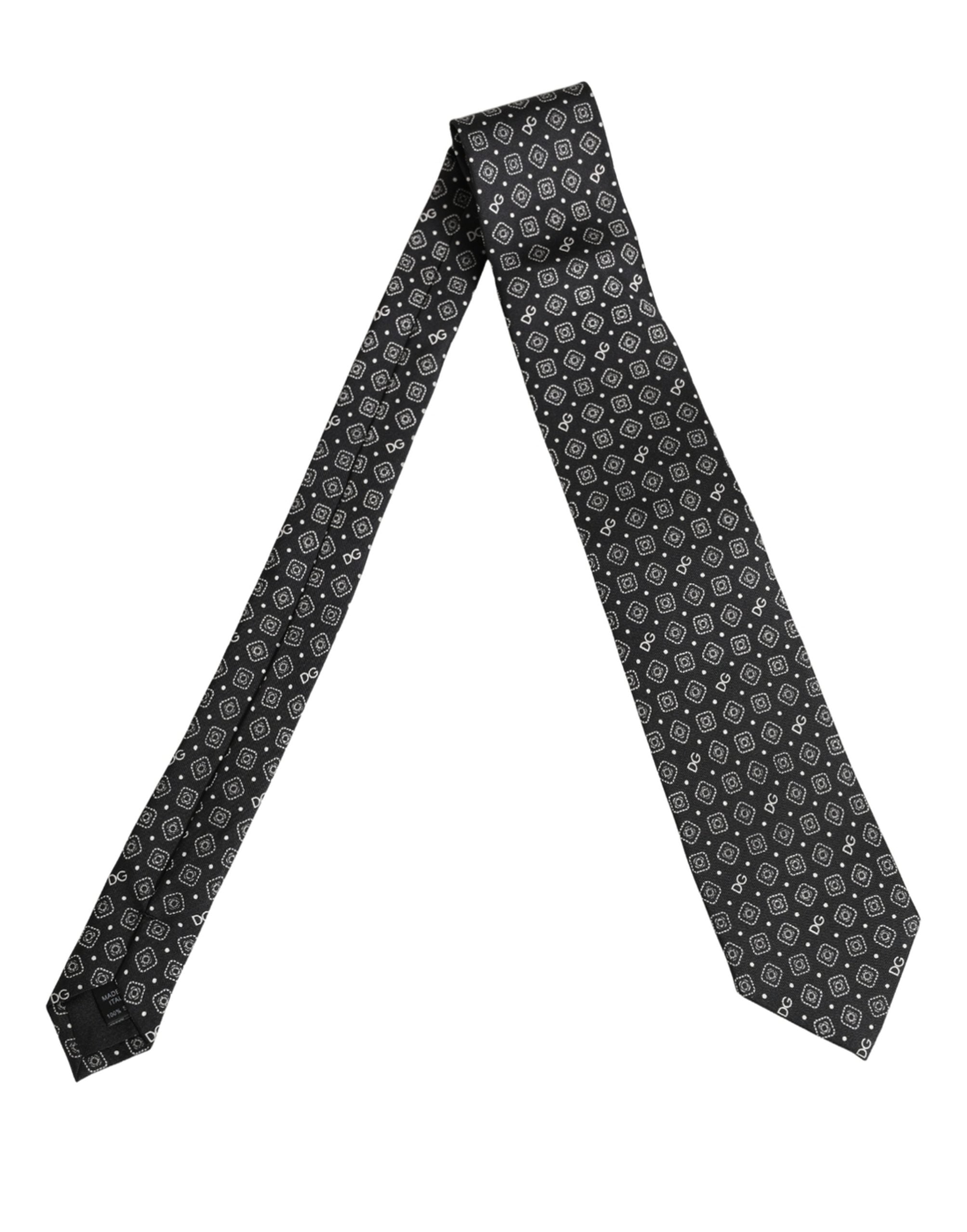 Dolce & Gabbana Men Black DG Logo 100% Silk Adjustable Men'sd NeckMen's Men's Tie