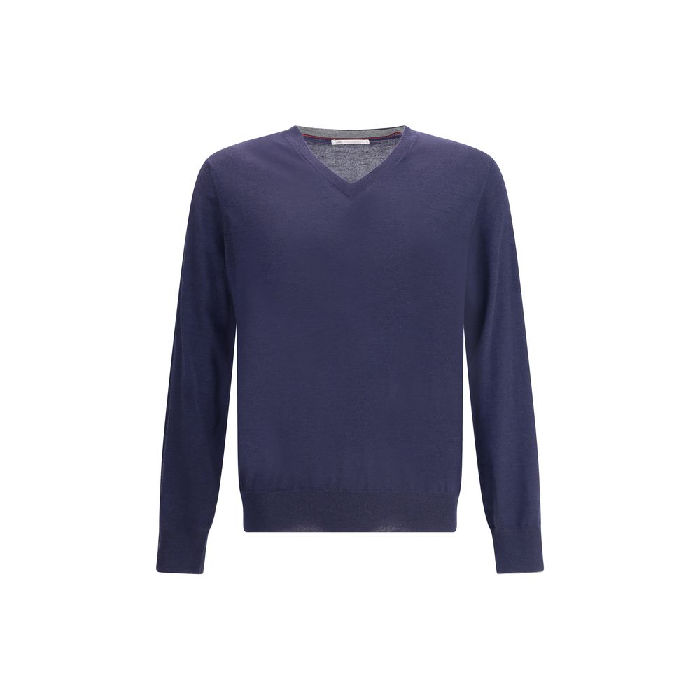 Brunello Cucinelli Blue Cashmere Men's Sweater