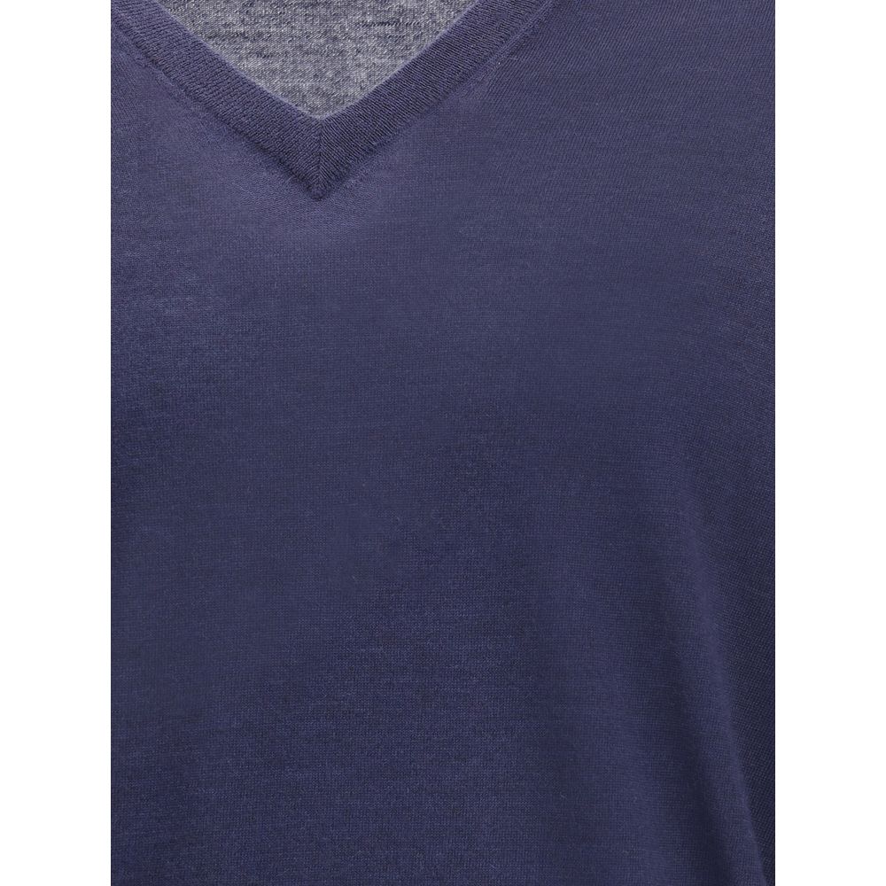 Brunello Cucinelli Blue Cashmere Men's Sweater