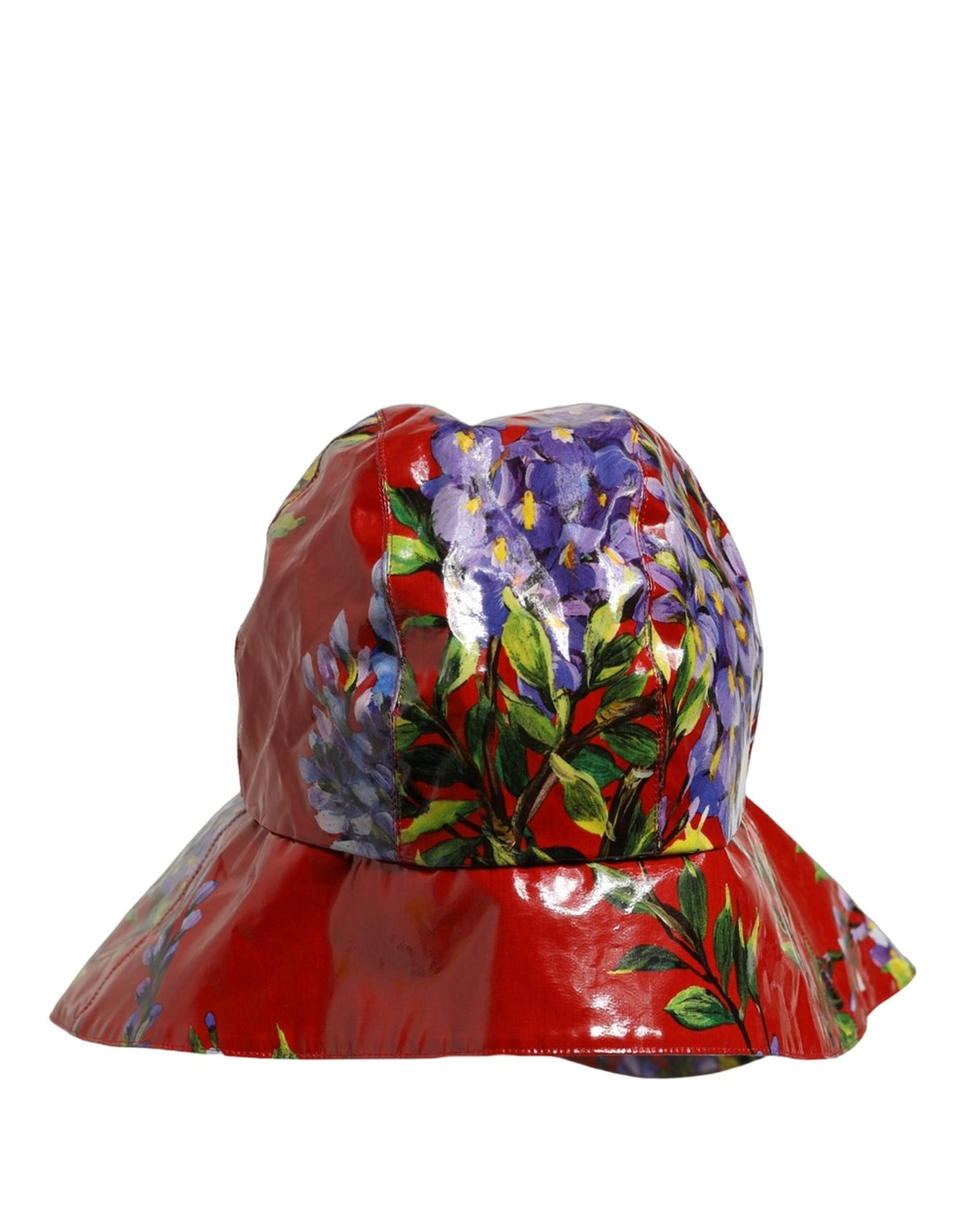 Dolce & Gabbana Glossy Red Floral Wide Brim Bucket Capello Women's Hat
