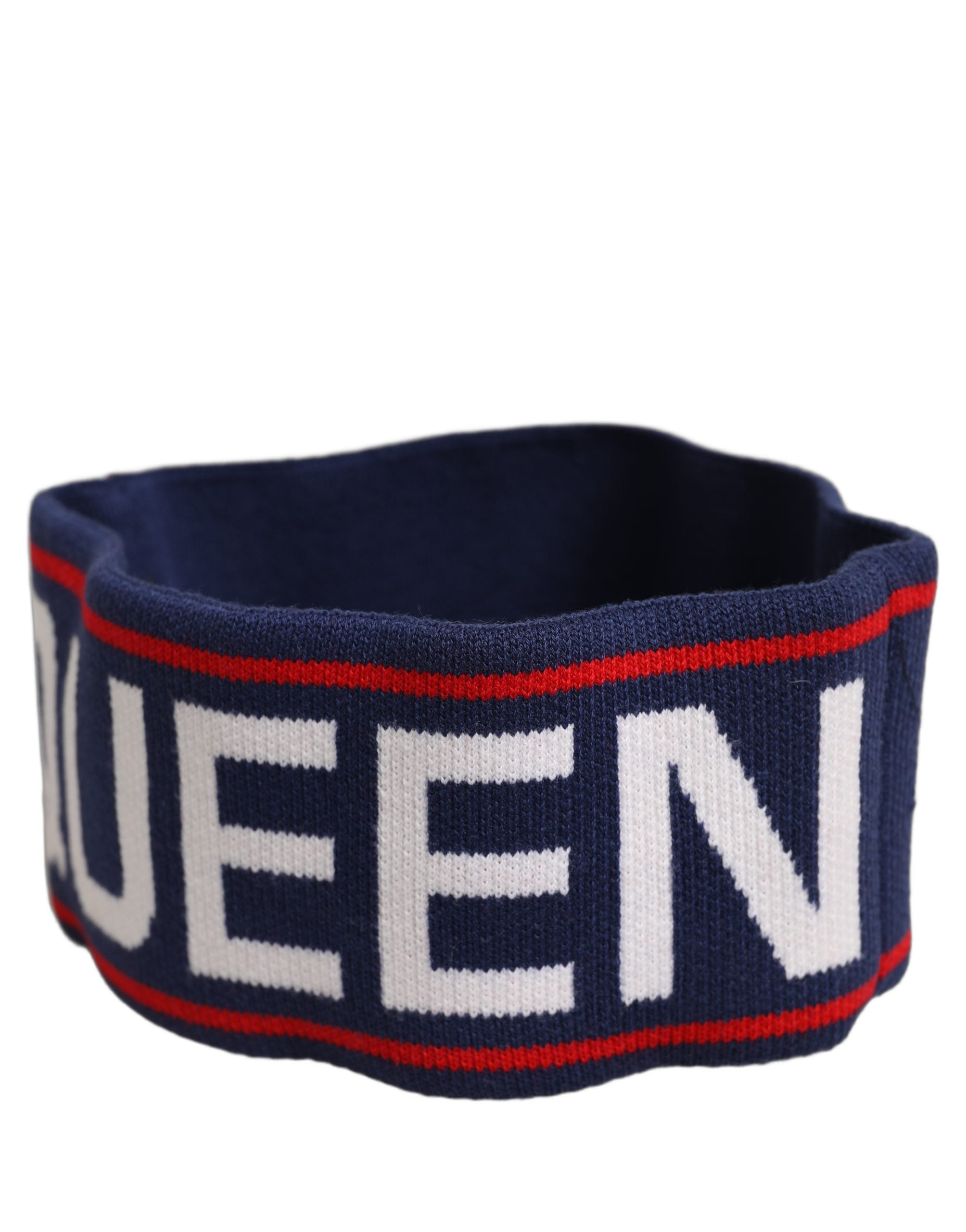 Dolce & Gabbana Navy Blue Wool Knitted D&G Queen Head Band One Size Women's Hat