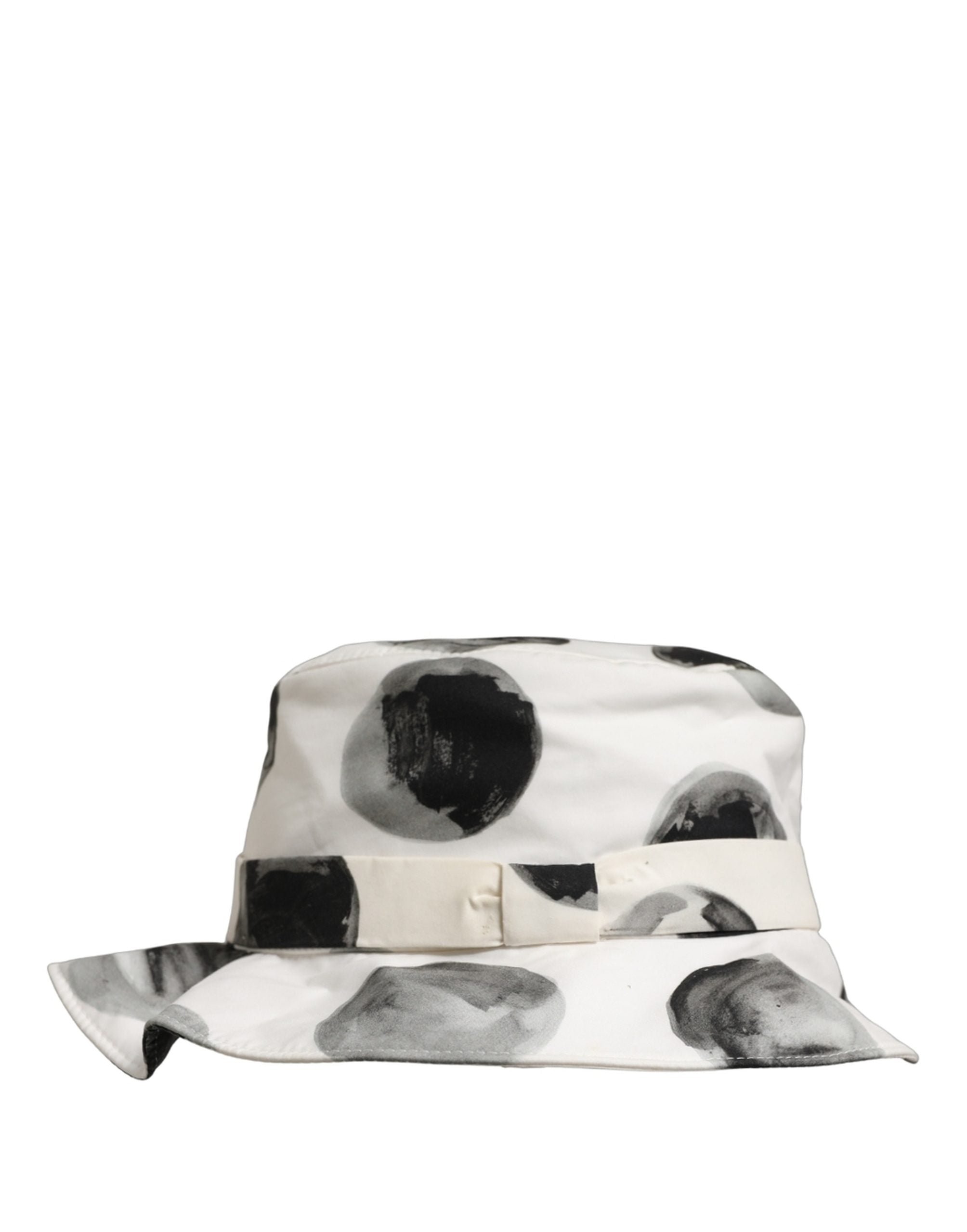 Dolce & Gabbana White Cotton Big Polka Dot Pattern Bucket Women's Hat