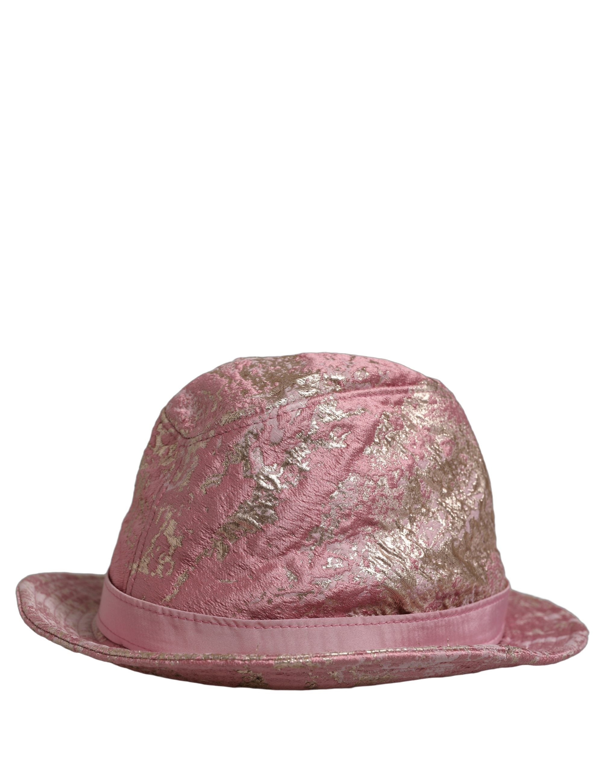 Dolce & Gabbana Pink Metallic Jacquard Pattern Bucket Capello Women's Hat (Pre-Owned)