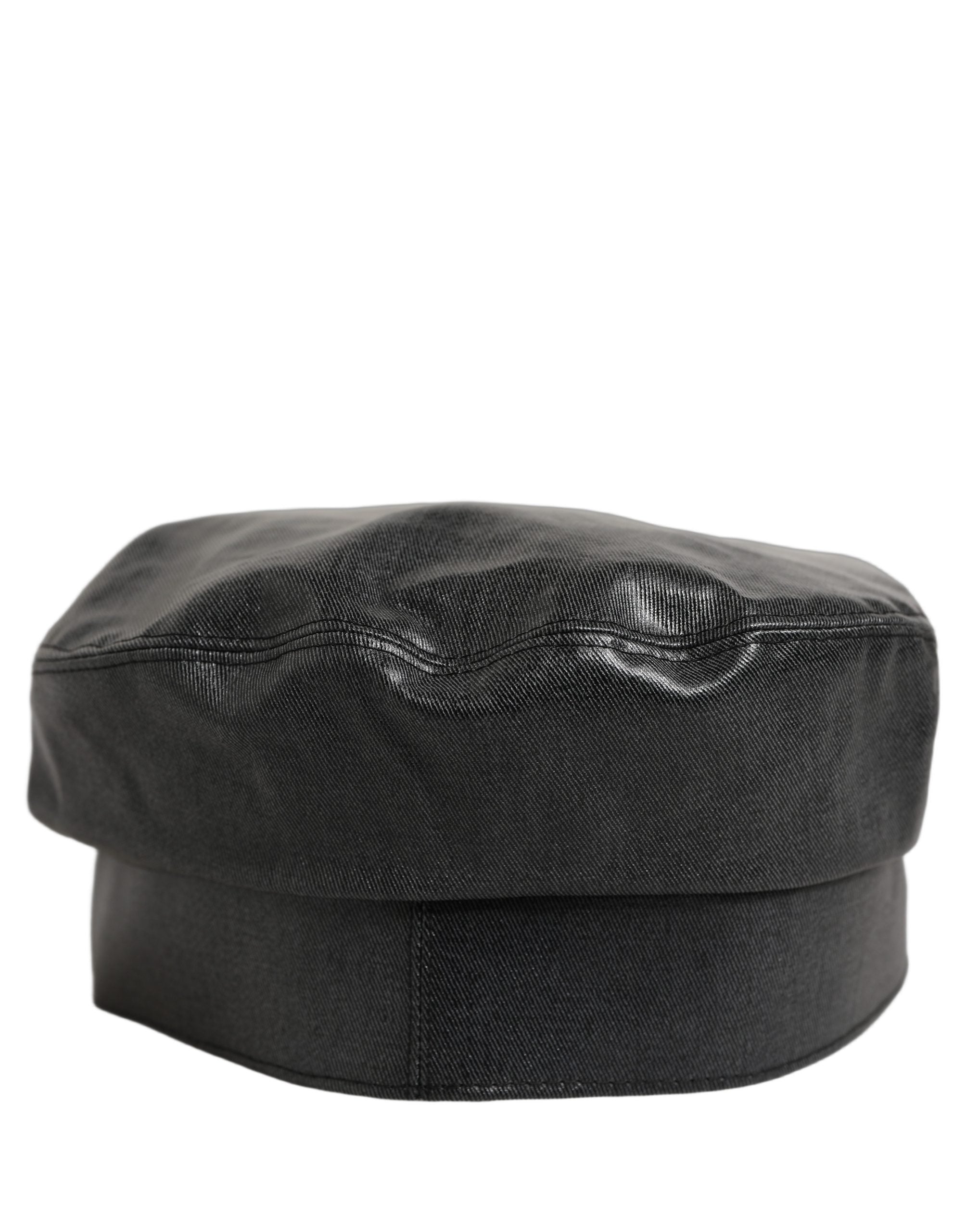 Dolce & Gabbana Black Cotton Gold DG Chain Baker Boy Capello Women's Hat