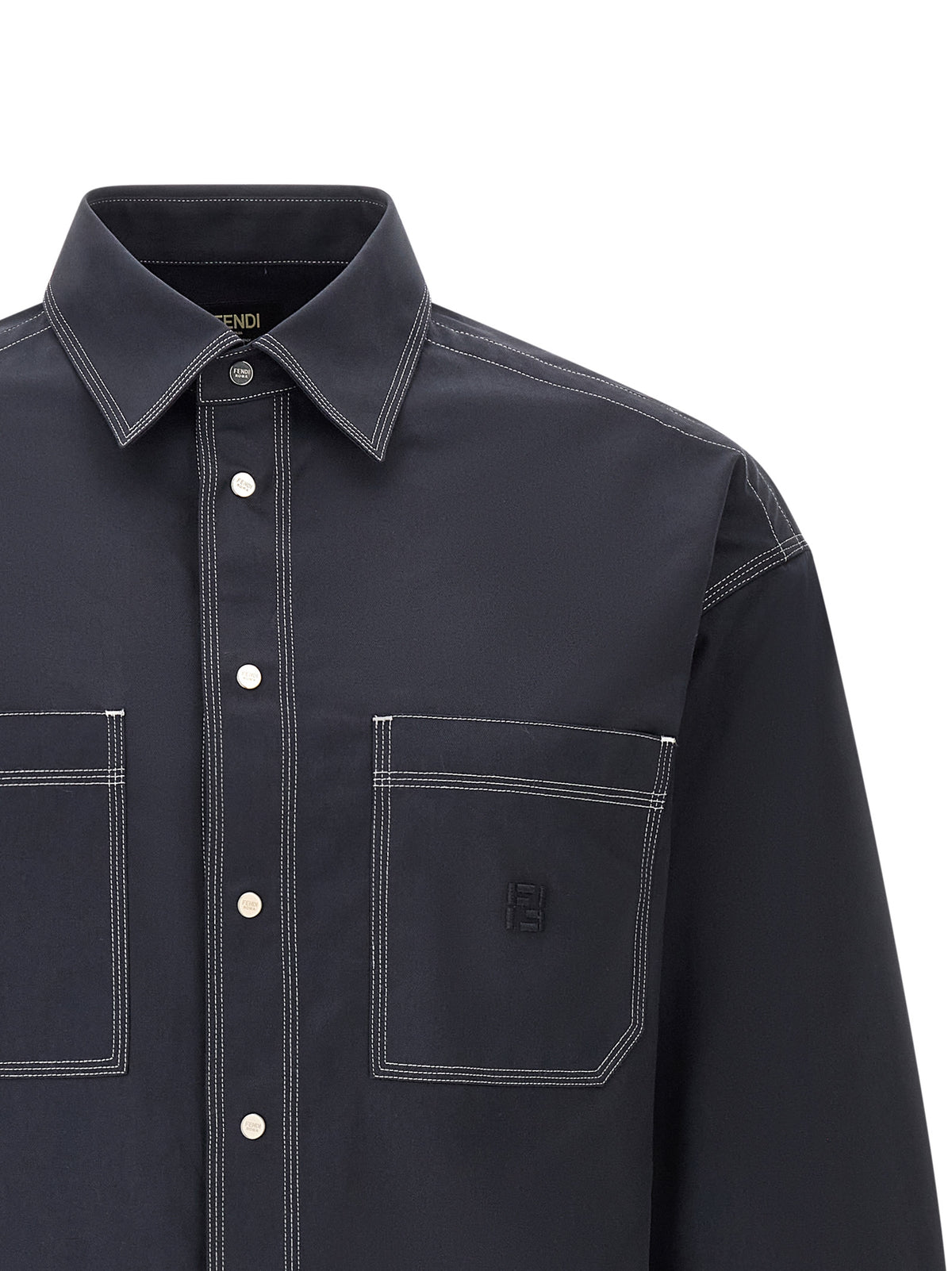 Fendi Blue Cotton Men's Blouse