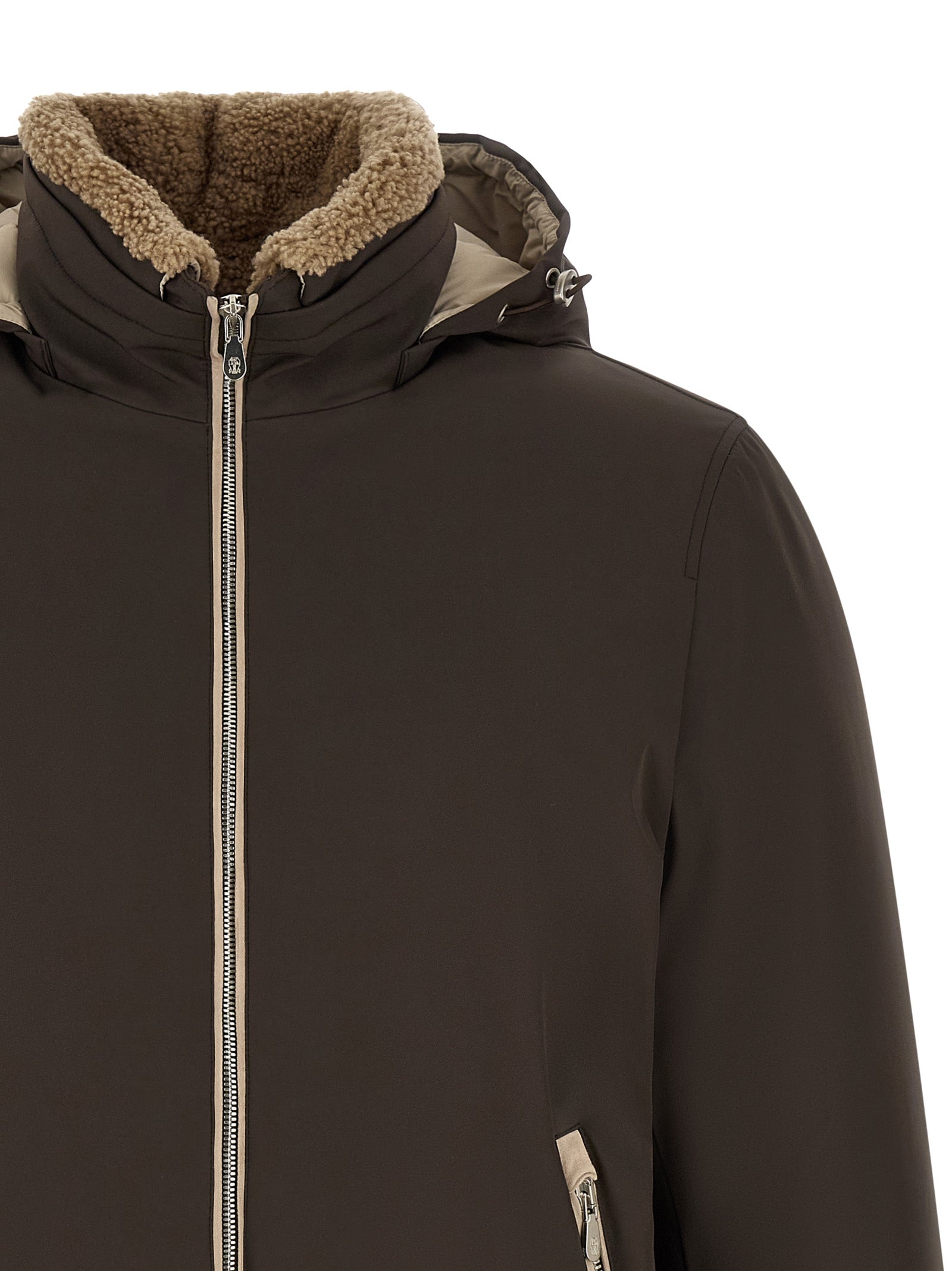 Brunello Cucinelli Brown Polyamide Full-Length Men's Jacket
