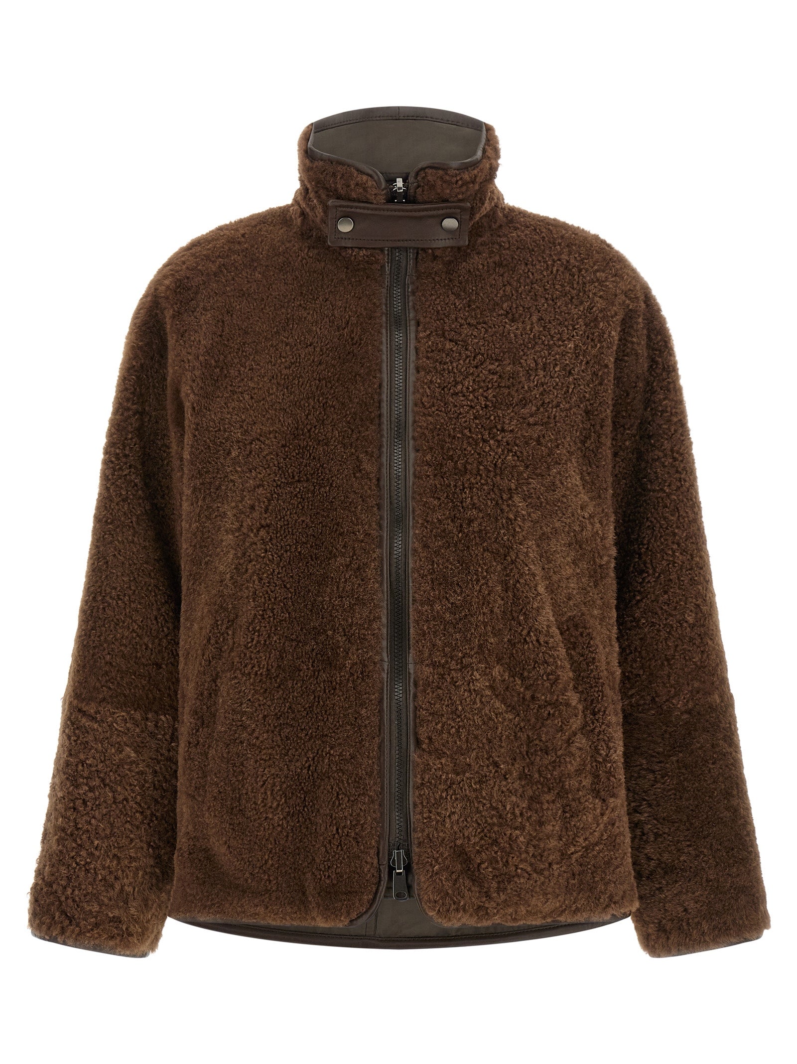 Brunello Cucinelli Brown Lamb Leather Biker Women's Jacket