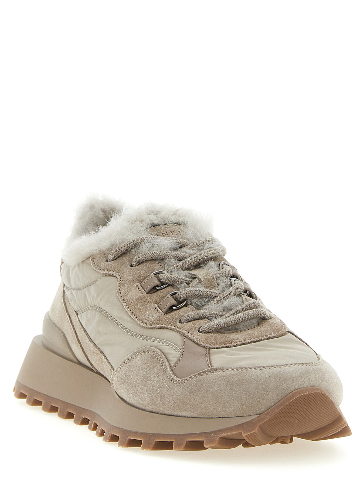 Brunello Cucinelli Beige Calfskin Athletic Women's Sneakers