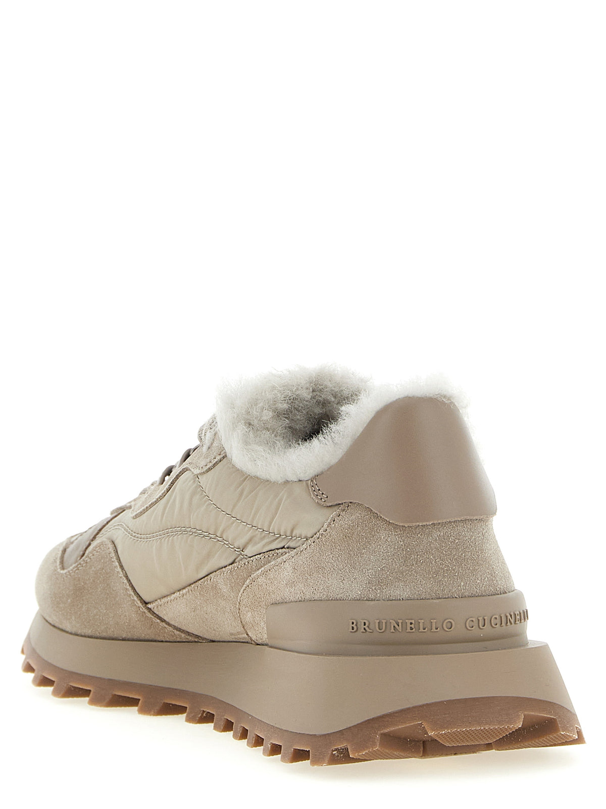 Brunello Cucinelli Beige Calfskin Athletic Women's Sneakers