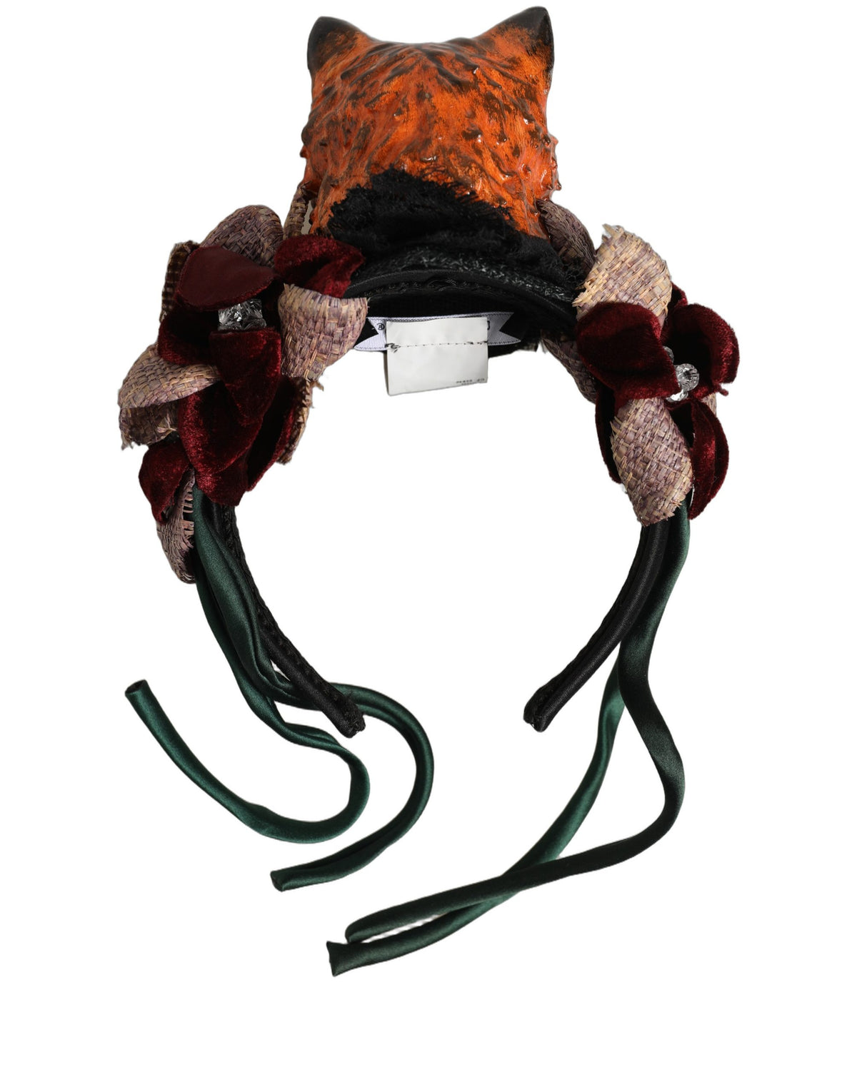 Dolce & Gabbana Multicolor Velvet Bengal Cat Silk Headwear Women's Headband