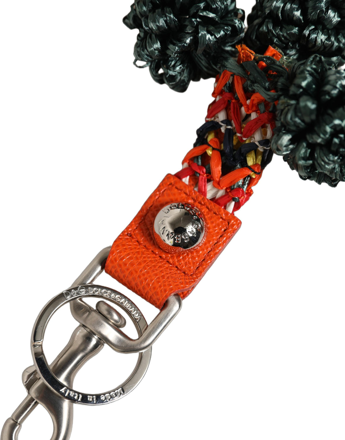 Dolce & Gabbana Raffia Leather Clasp Finder Chain Keyring Women's Multicolor