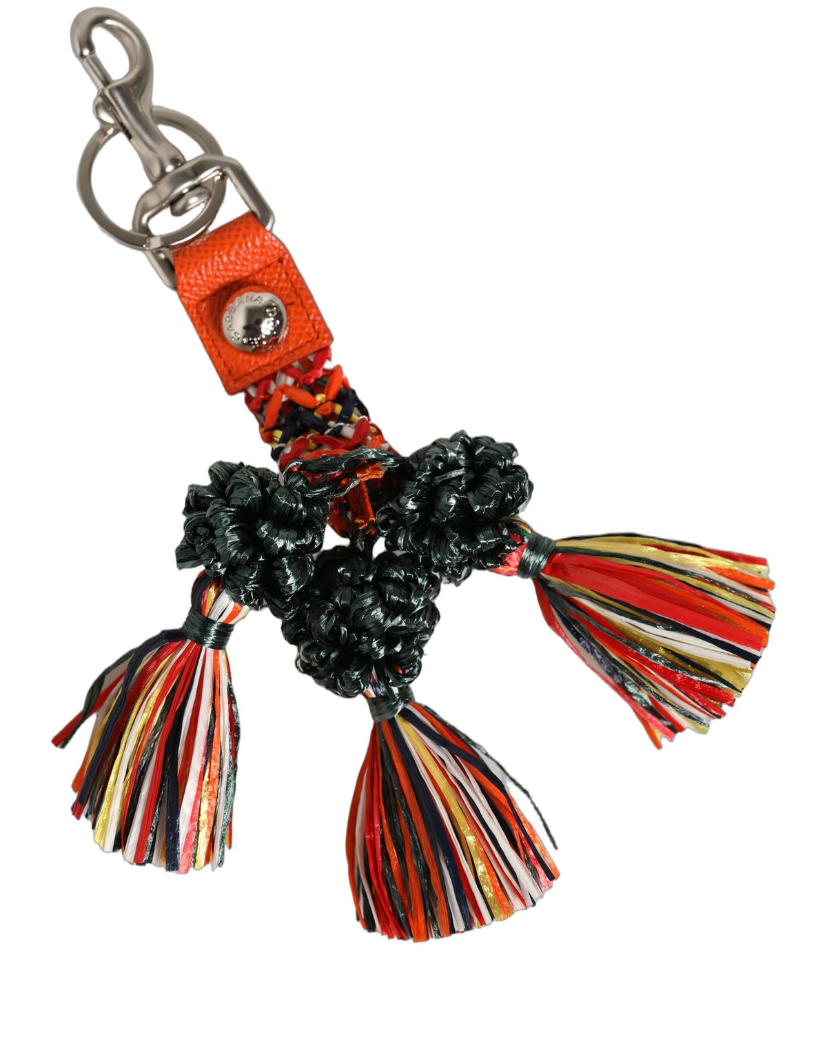 Dolce & Gabbana Raffia Leather Clasp Finder Chain Keyring Women's Multicolor