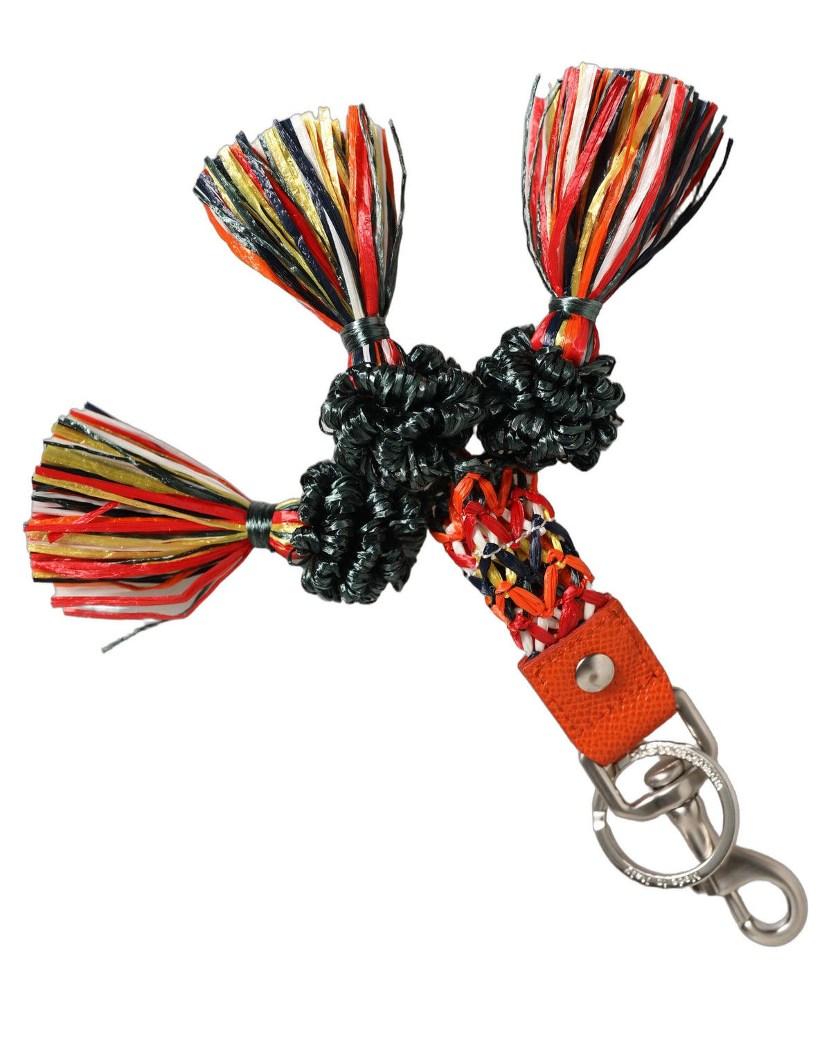 Dolce & Gabbana Raffia Leather Clasp Finder Chain Keyring Women's Multicolor