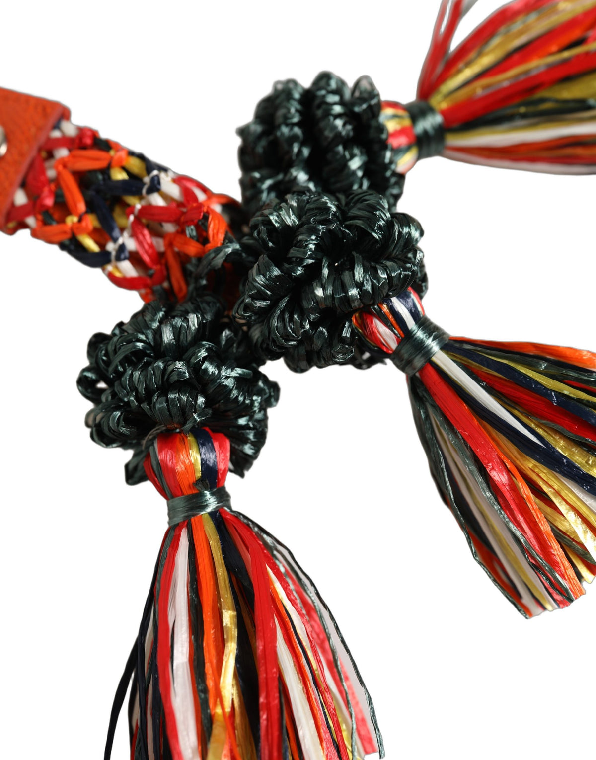 Dolce & Gabbana Raffia Leather Clasp Finder Chain Keyring Women's Multicolor