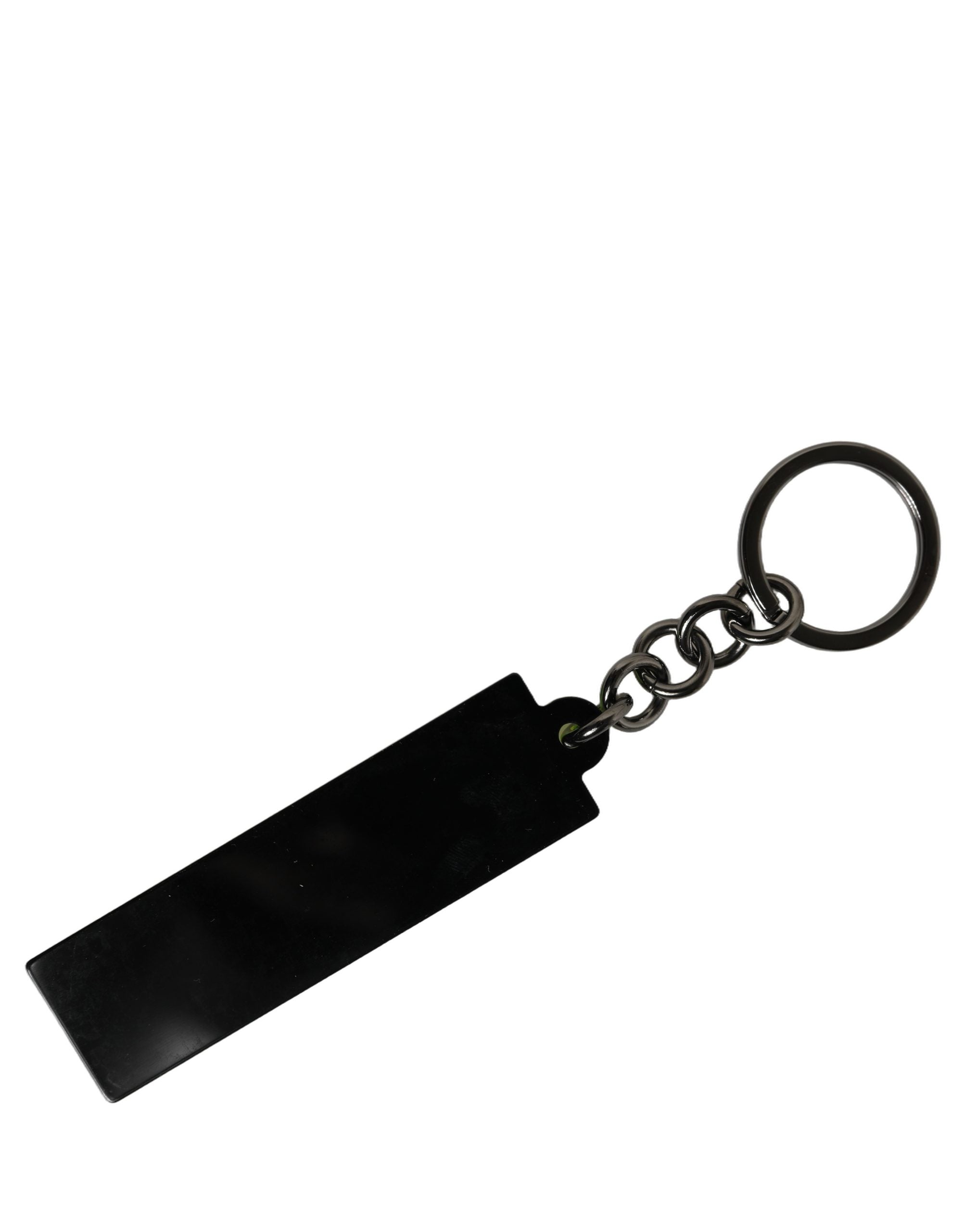 Dolce & Gabbana Neon Green Logo Print Charm Metal Keychain Women's Keyring